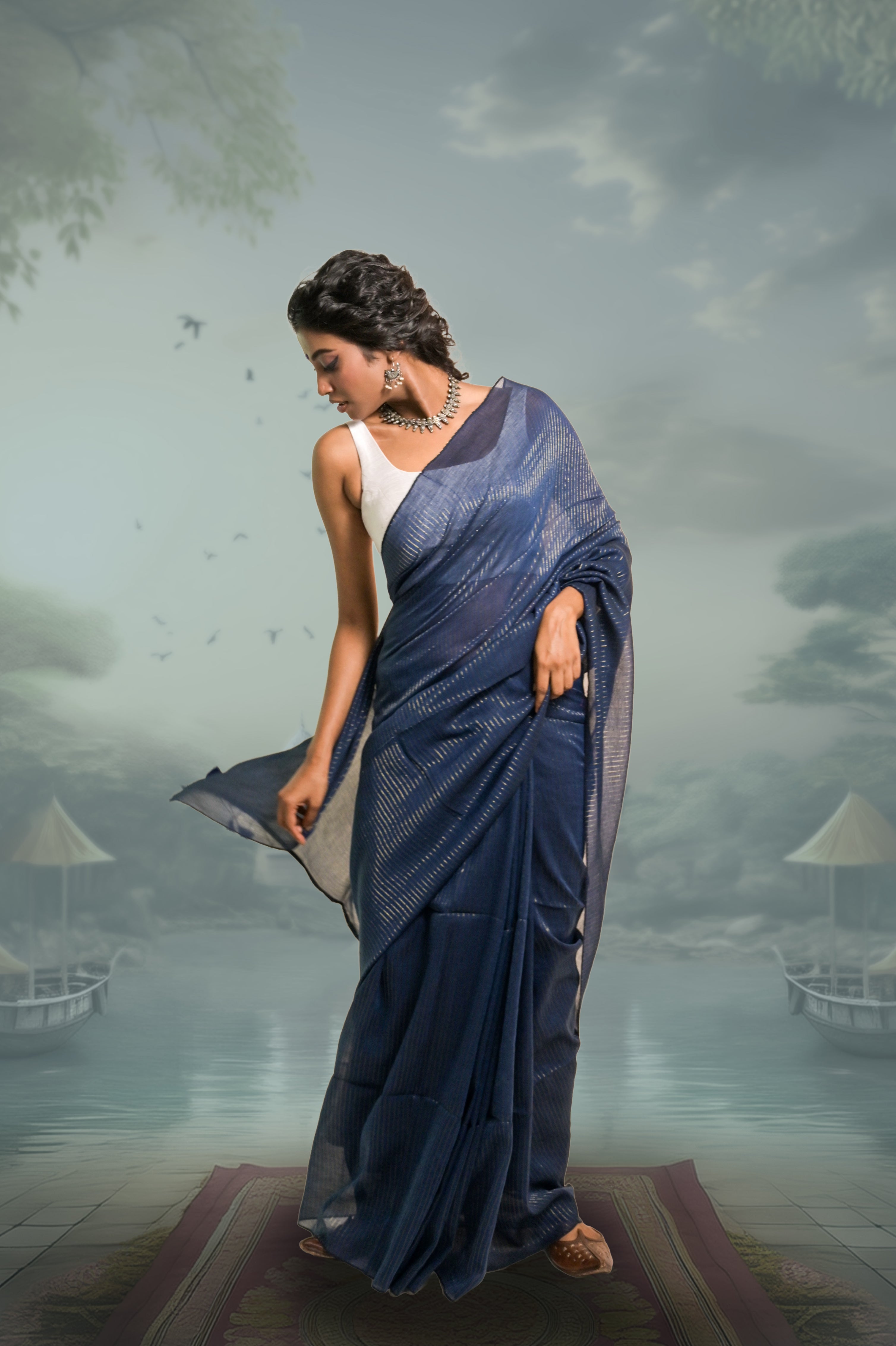 zari-striped-handwoven-blue-cotton-saree