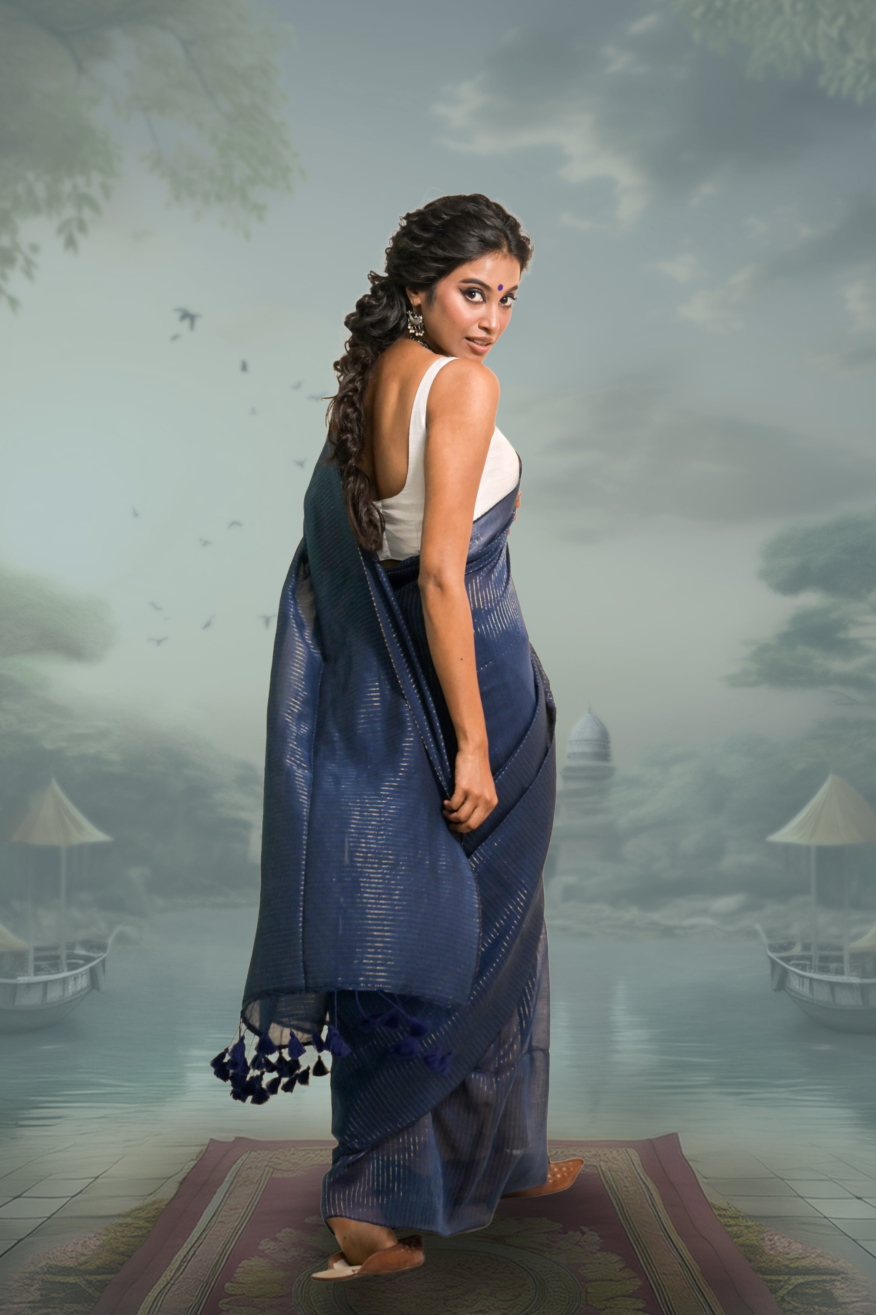 zari-striped-handwoven-blue-mul-cotton-saree-with-tassels