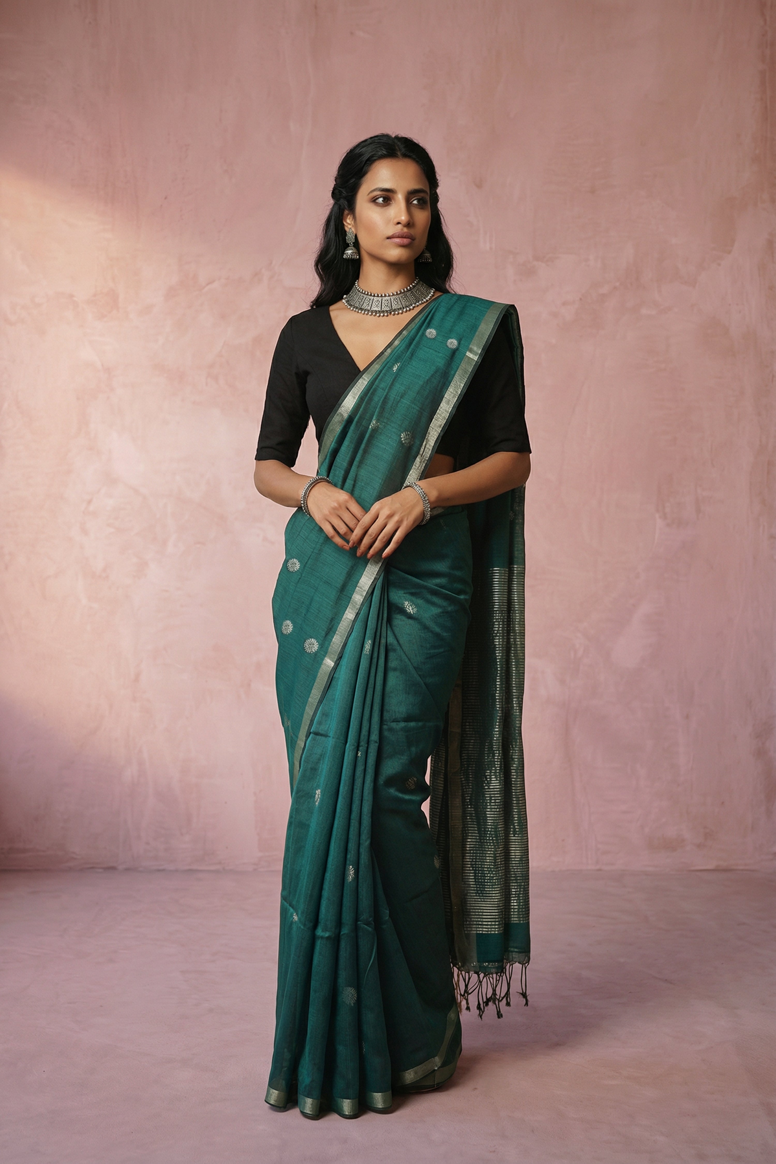 Panna Patta saree