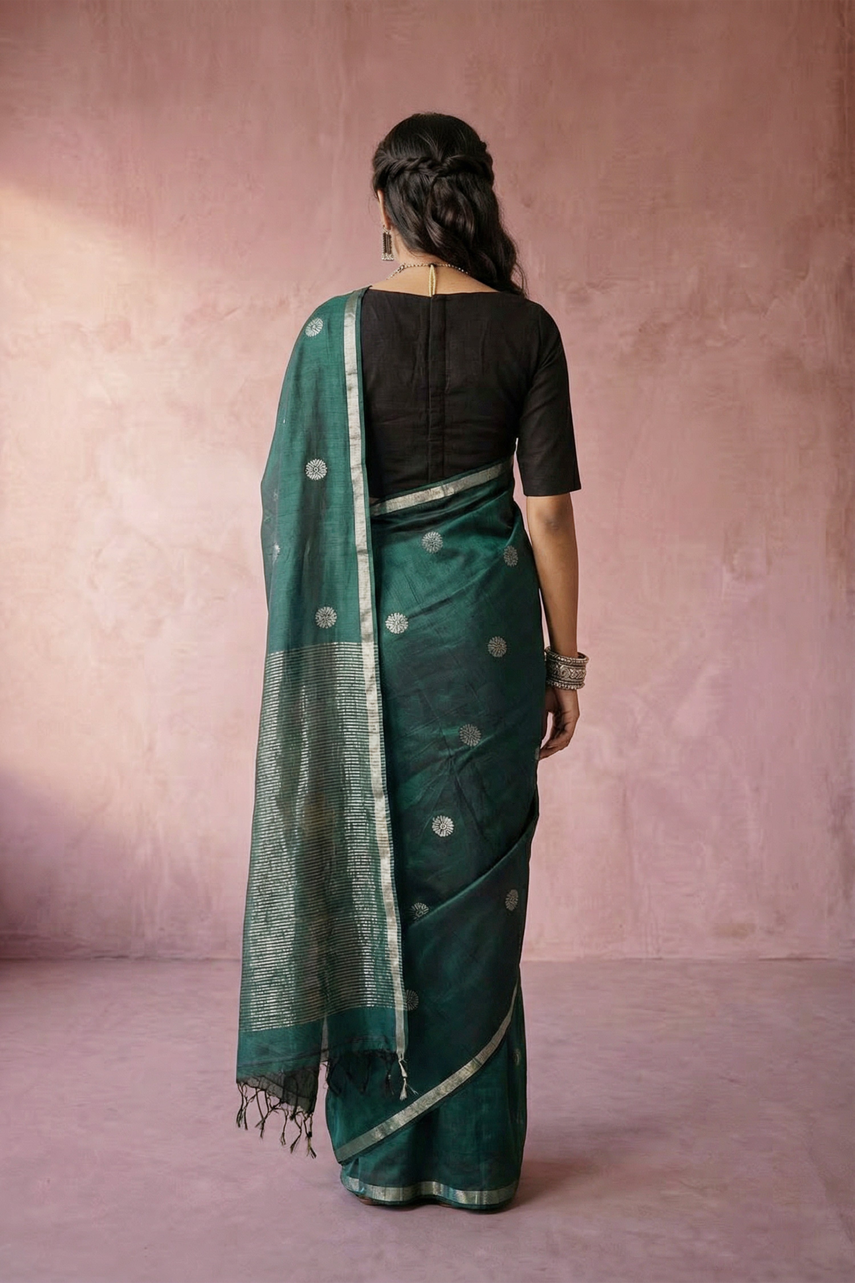 Panna Patta saree