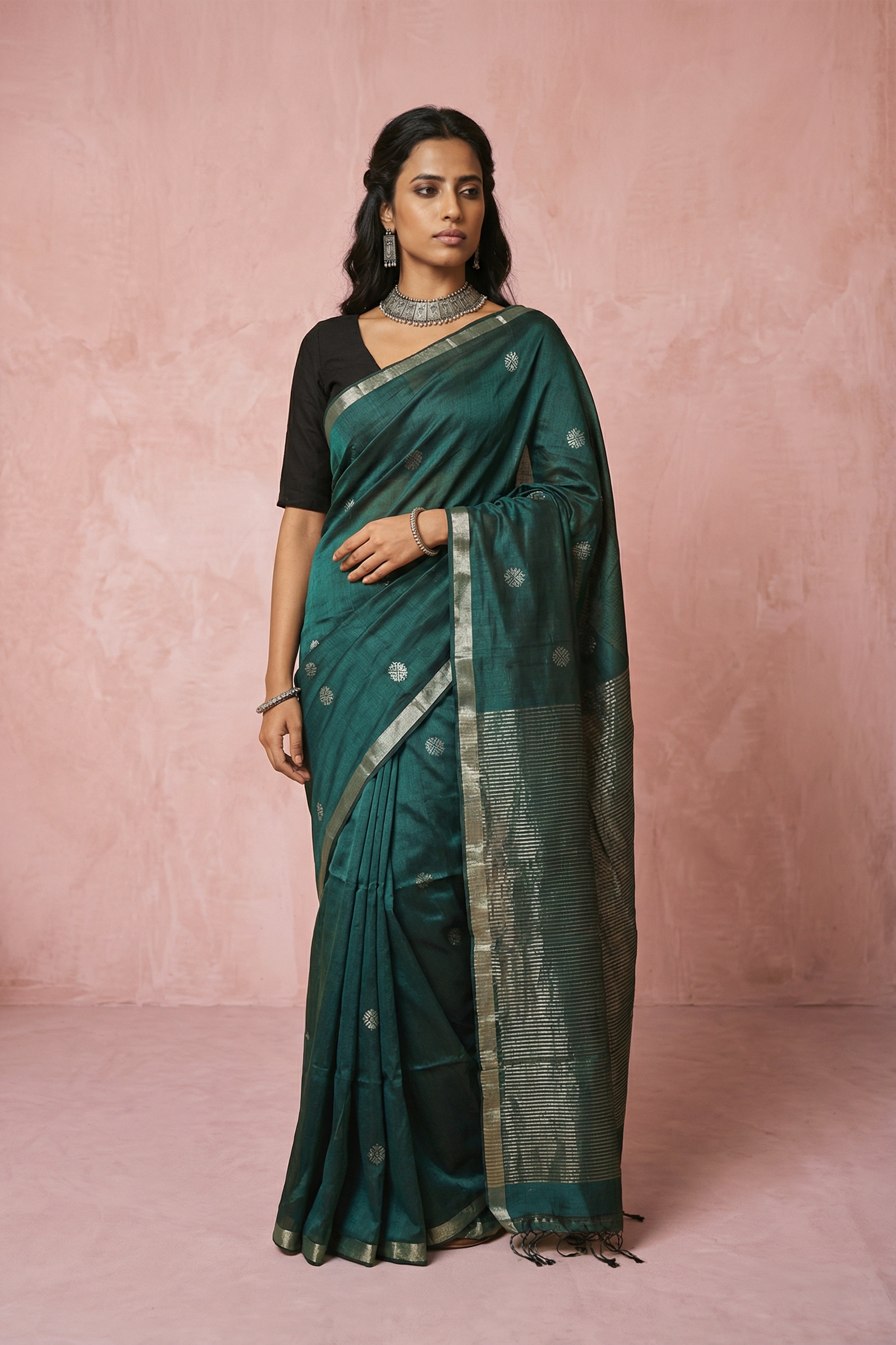 Panna Patta saree