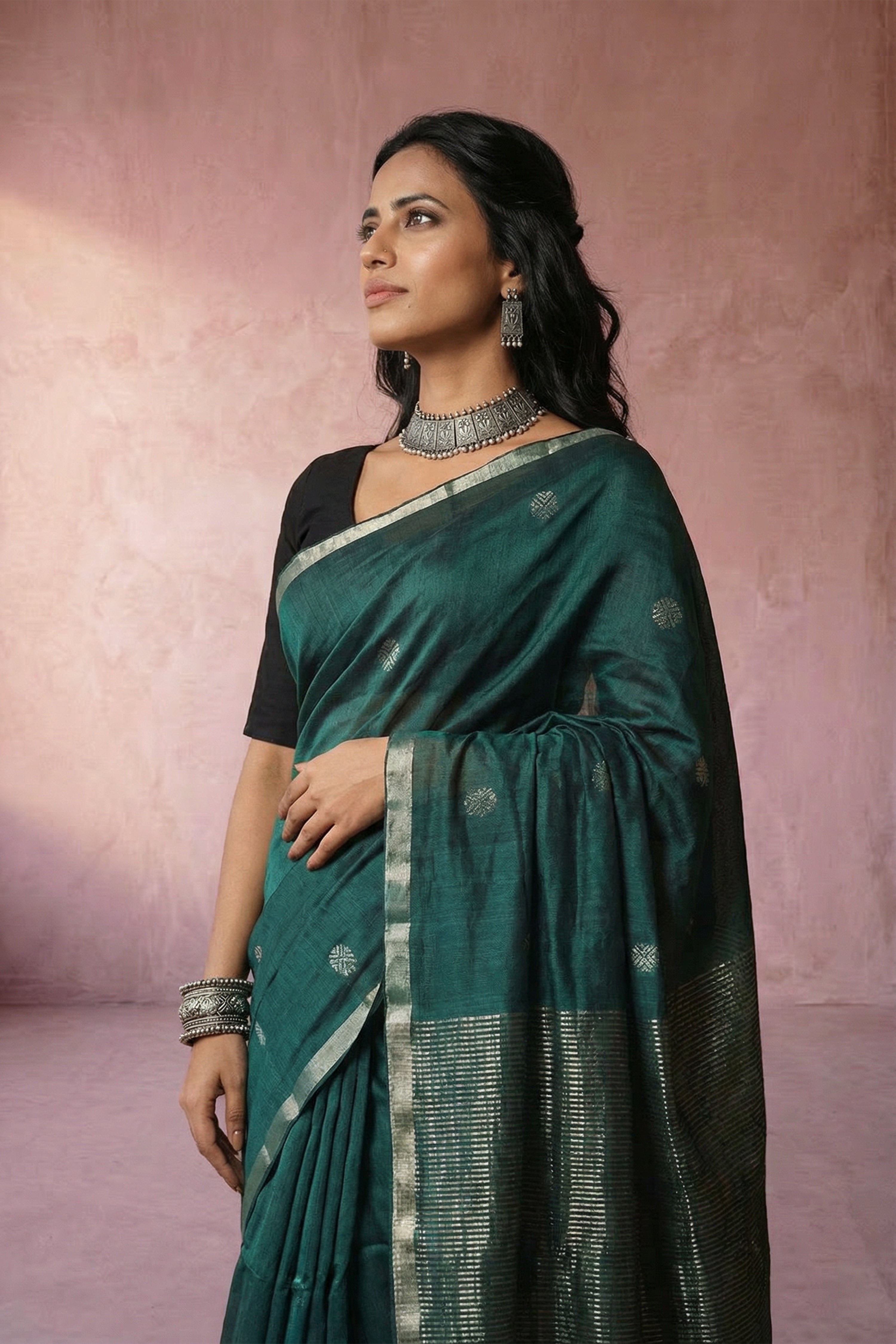 Panna Patta saree