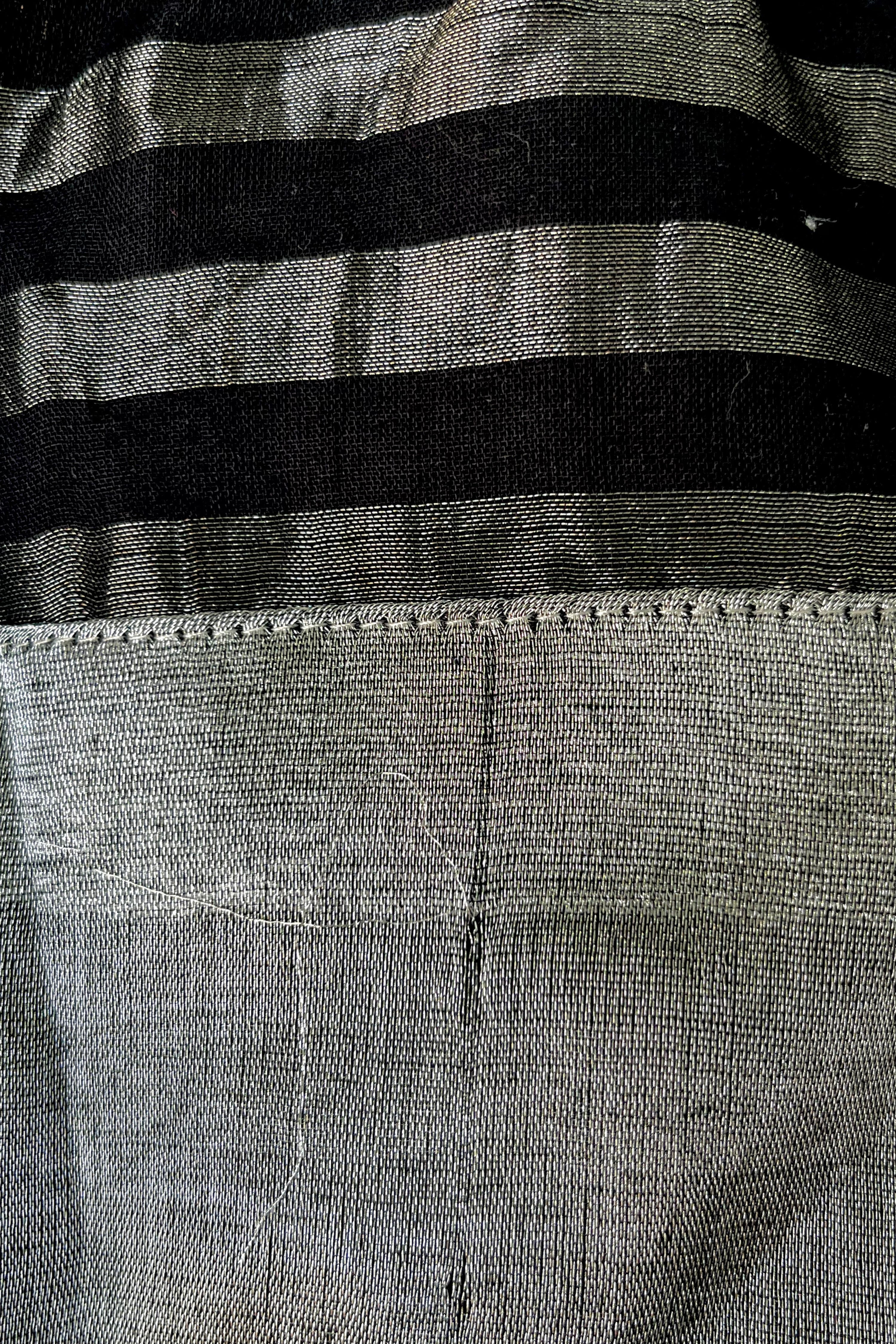 Mystic Night TLR-187 I Black Cotton Striped Designer Blouse with minimal flaws