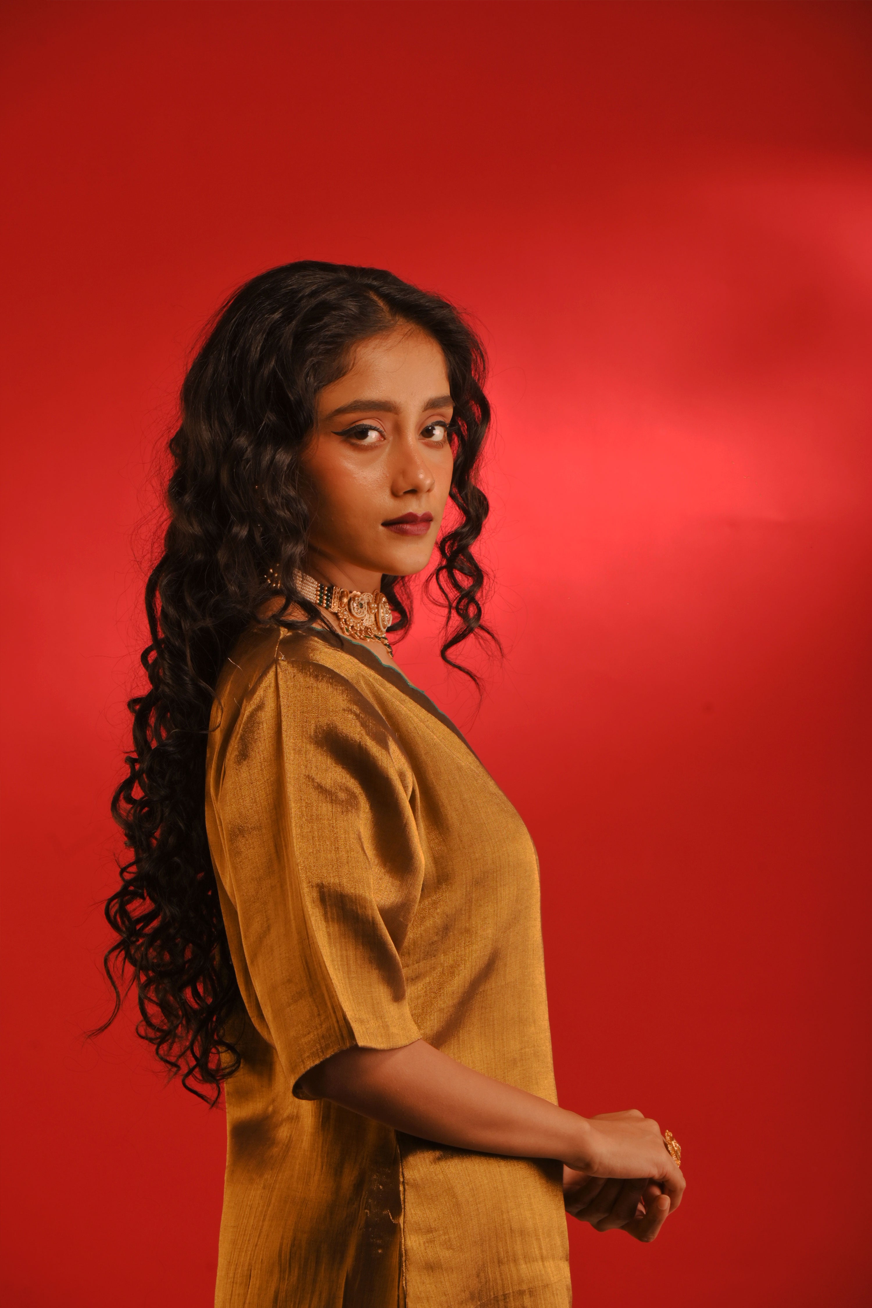 Ishanya  I Golden handloom tissue kurta pant set