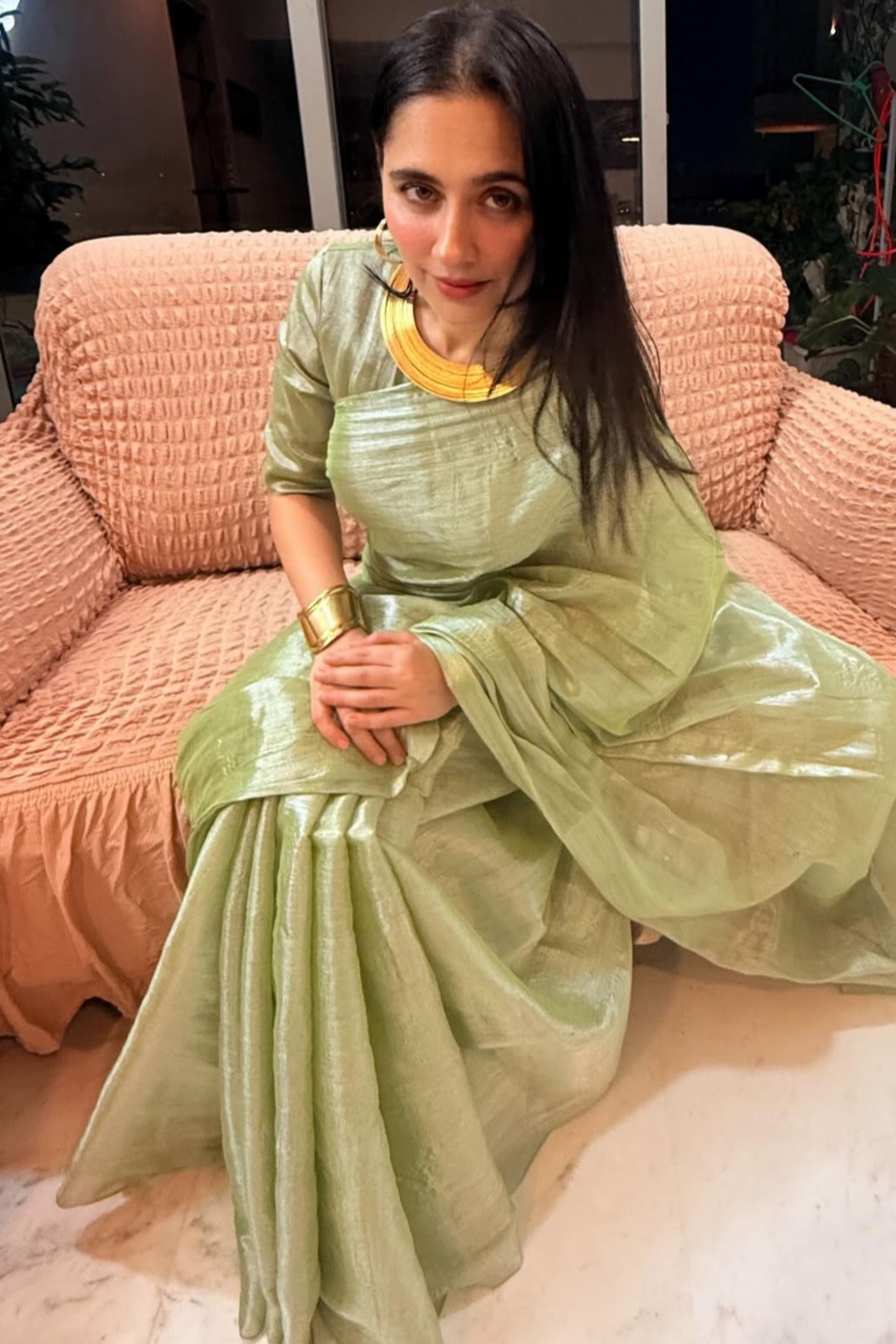 Sanjeeda Shaikh in our Pista Badam Saree