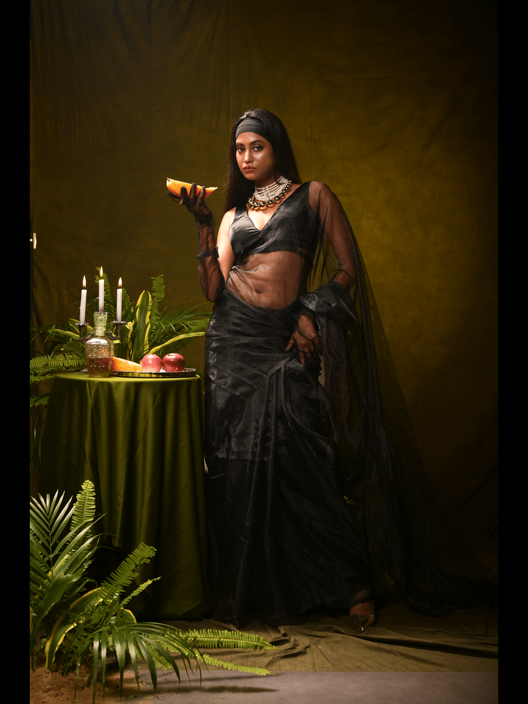 Soda Noir I Black Organza Tissue Saree