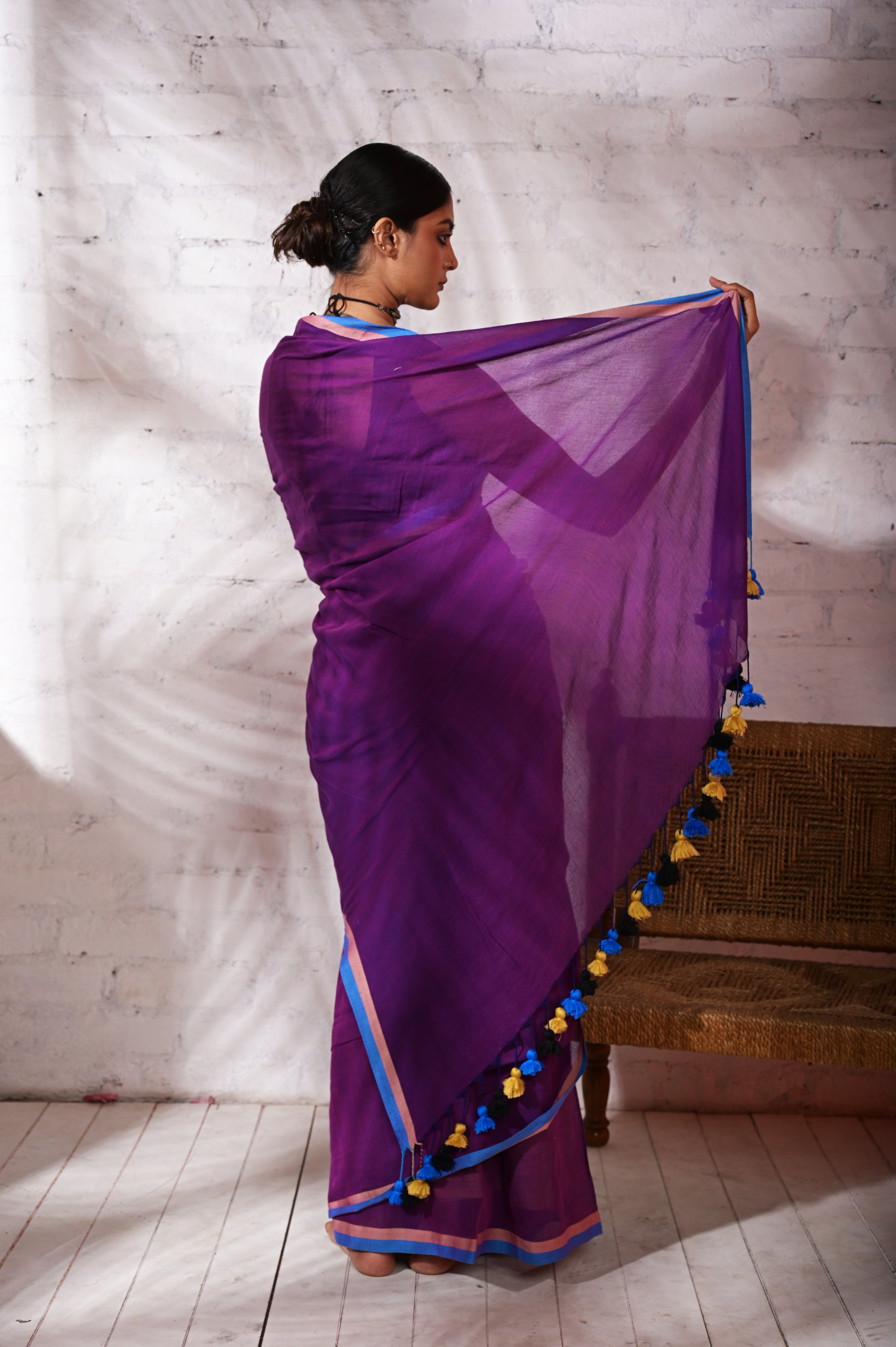 Mithi Muskaan | Violet mul cotton saree