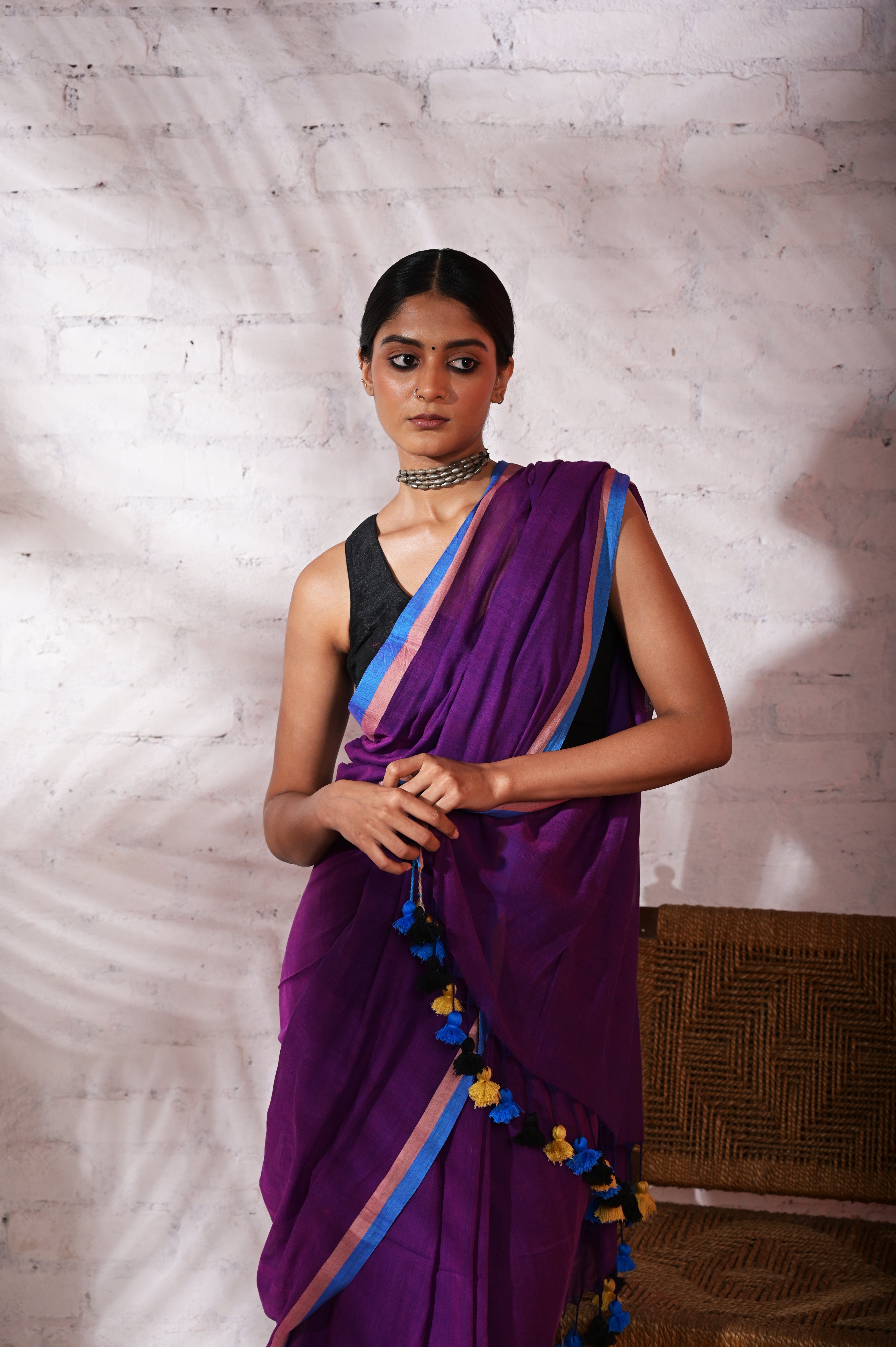 Mithi Muskaan | Violet mul cotton saree