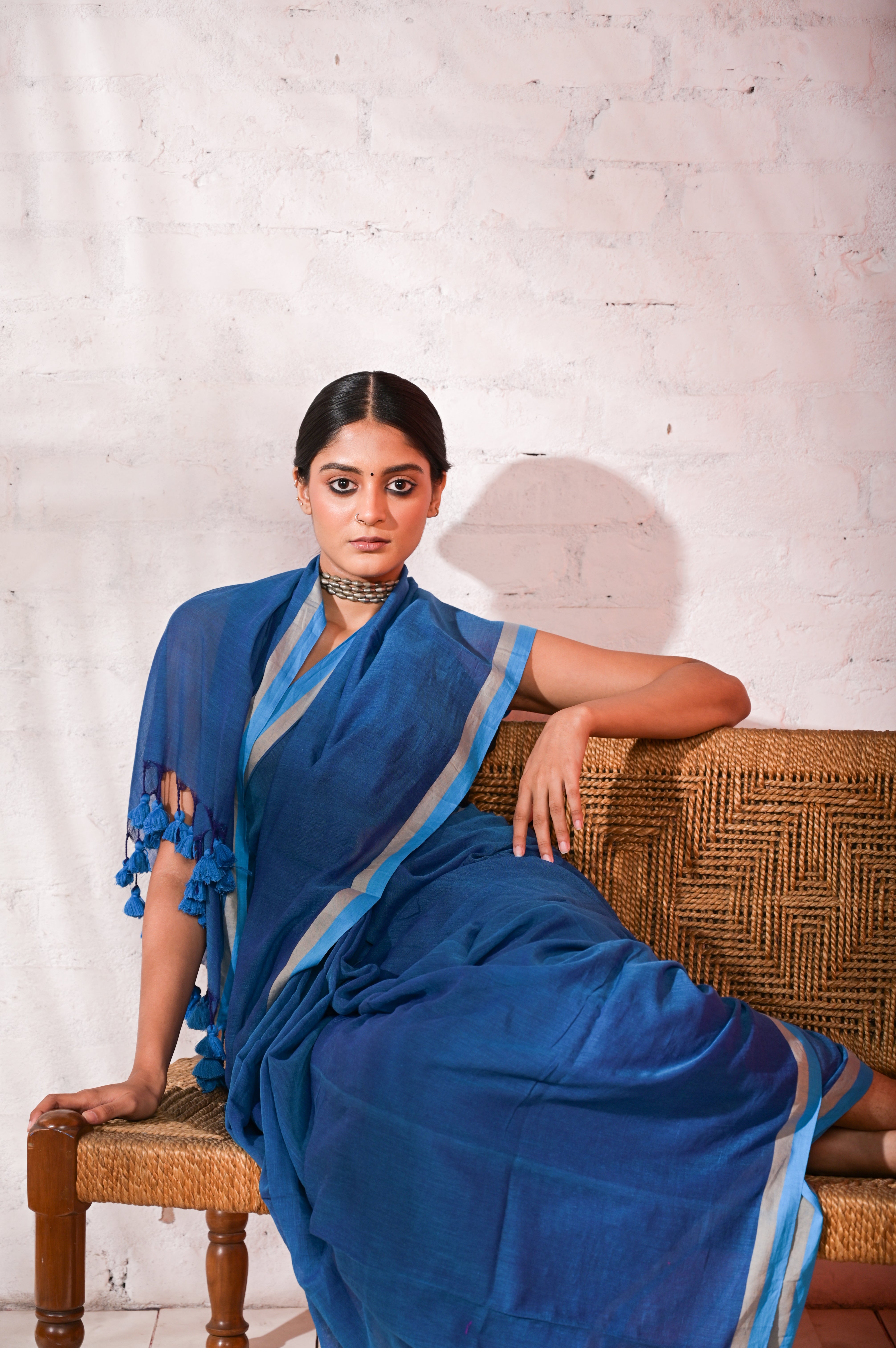 Ek Tamanna | Light blue mul cotton saree