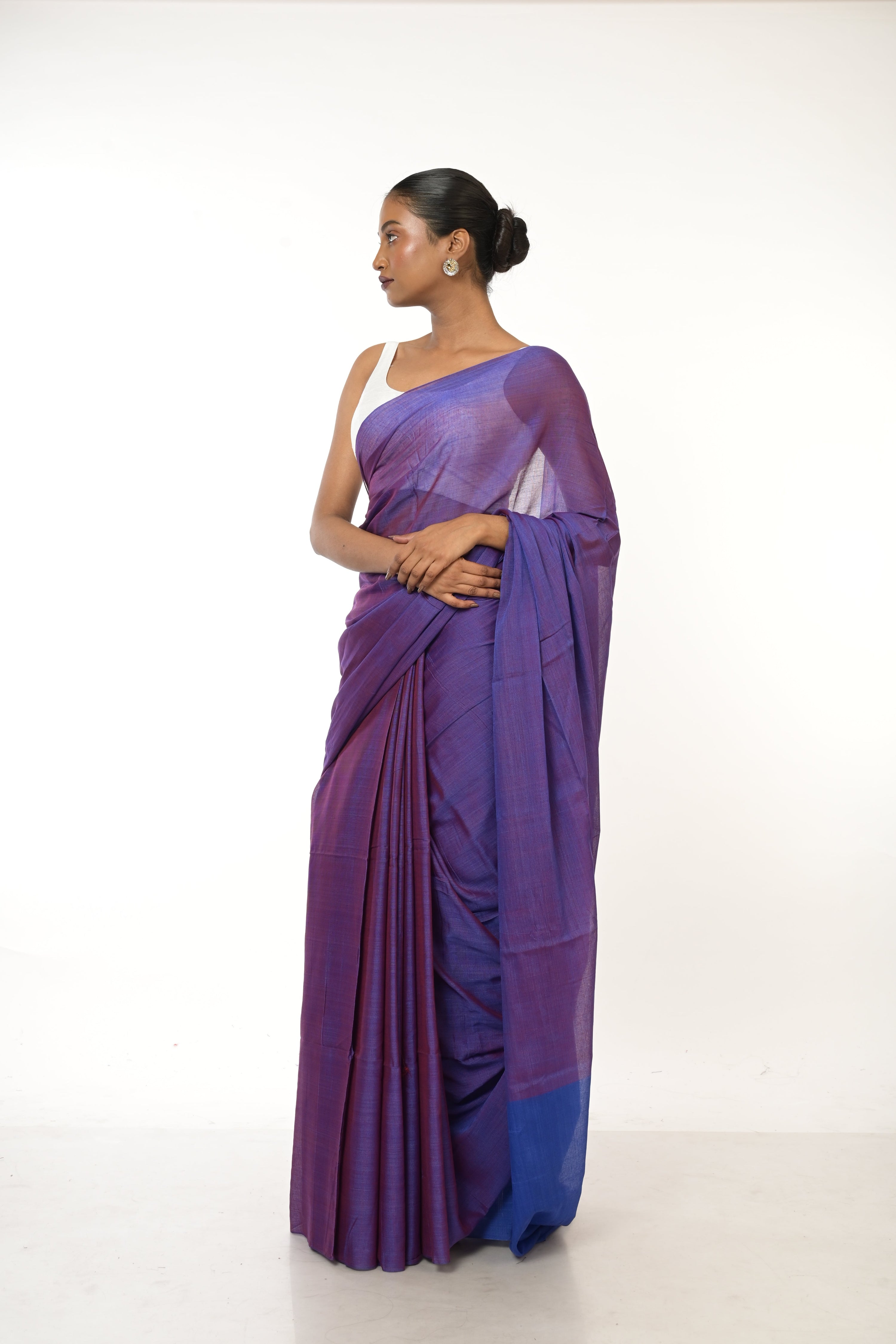 Neeli Parchhai I Handwoven Blue Mul Modal Saree