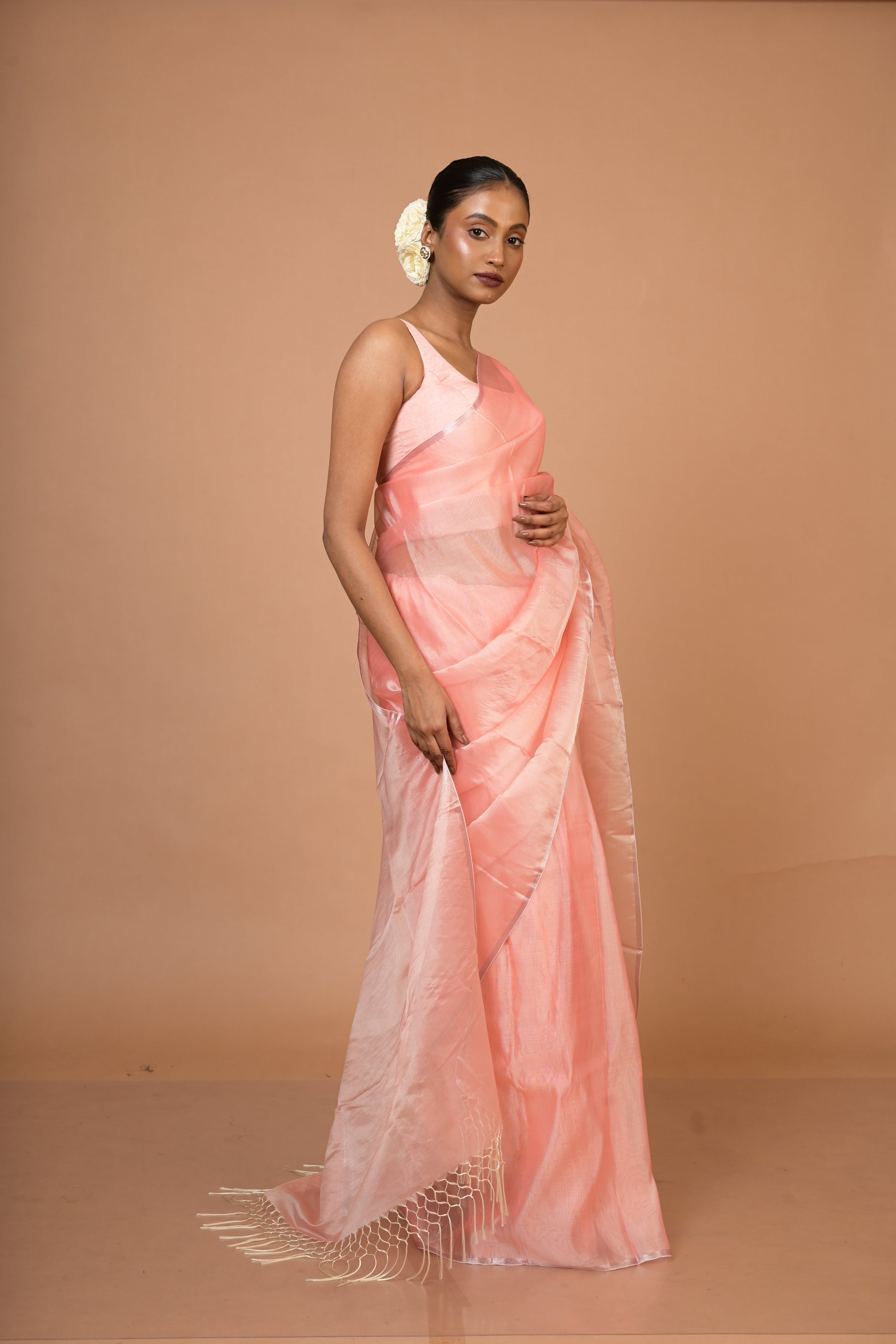 Gulabi Chandni I Handwoven Baby Pink Mulberry Silk saree