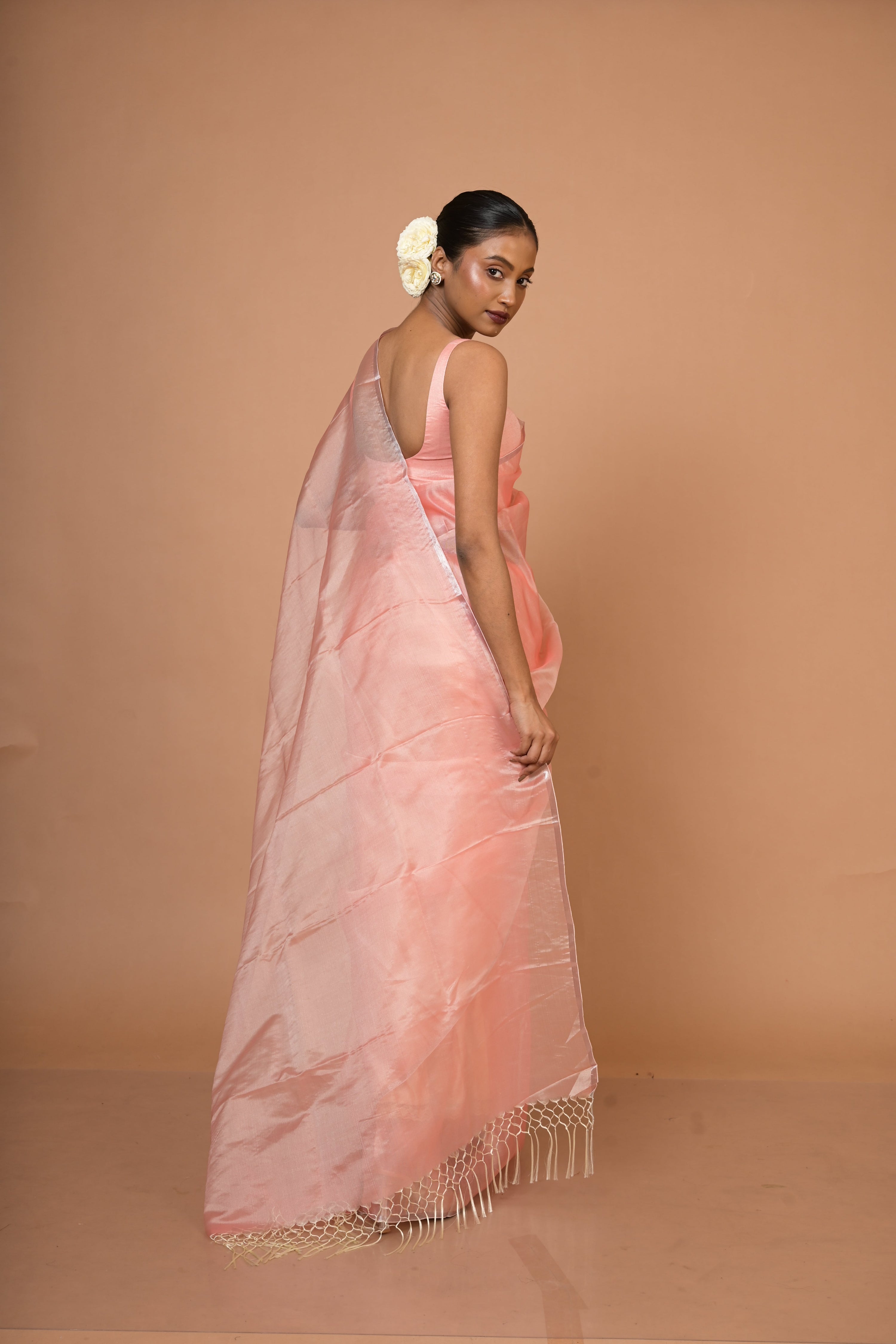 Gulabi Chandni I Handwoven Baby Pink Mulberry Silk saree