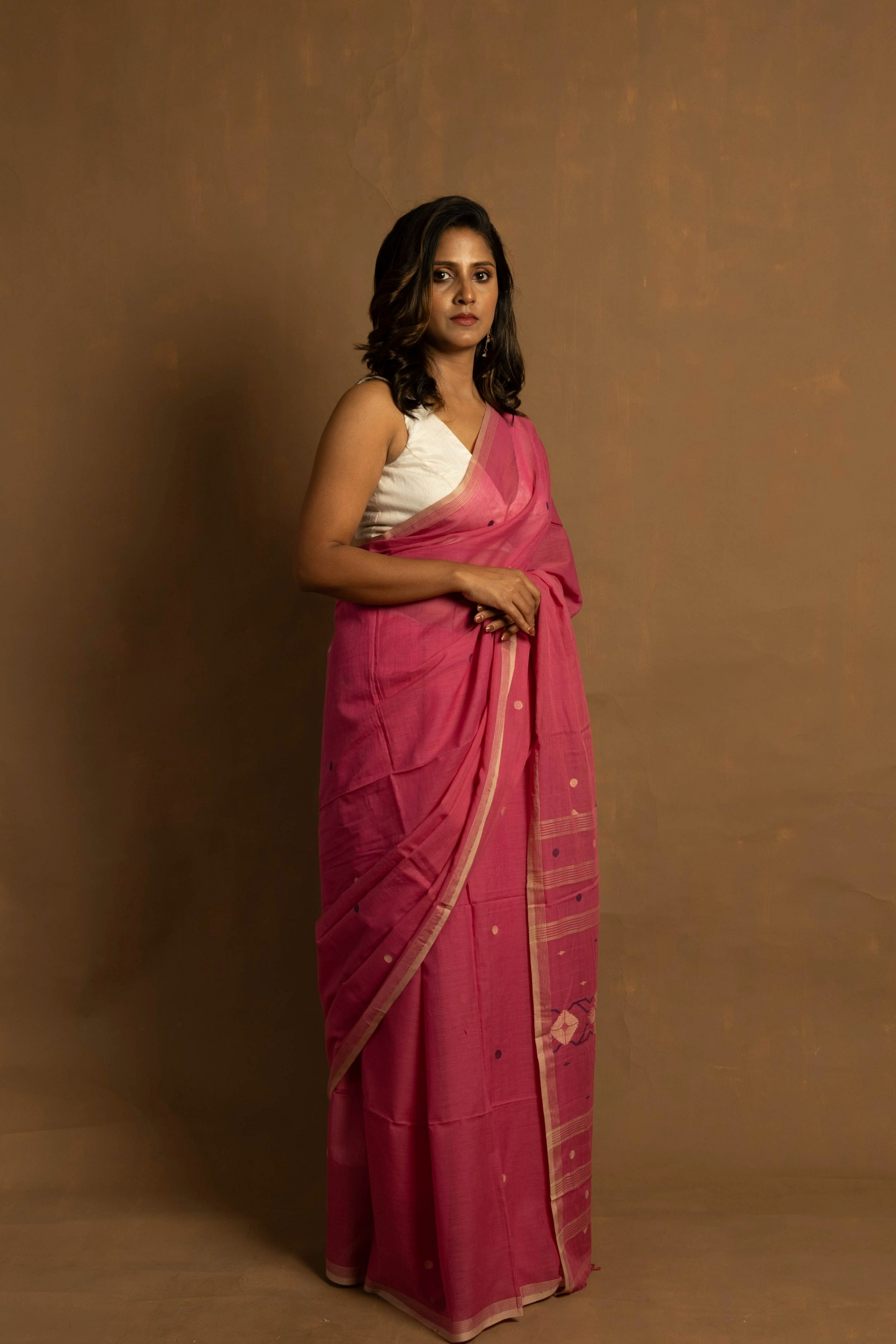 pink-coloured-cotton-jamdani-saree