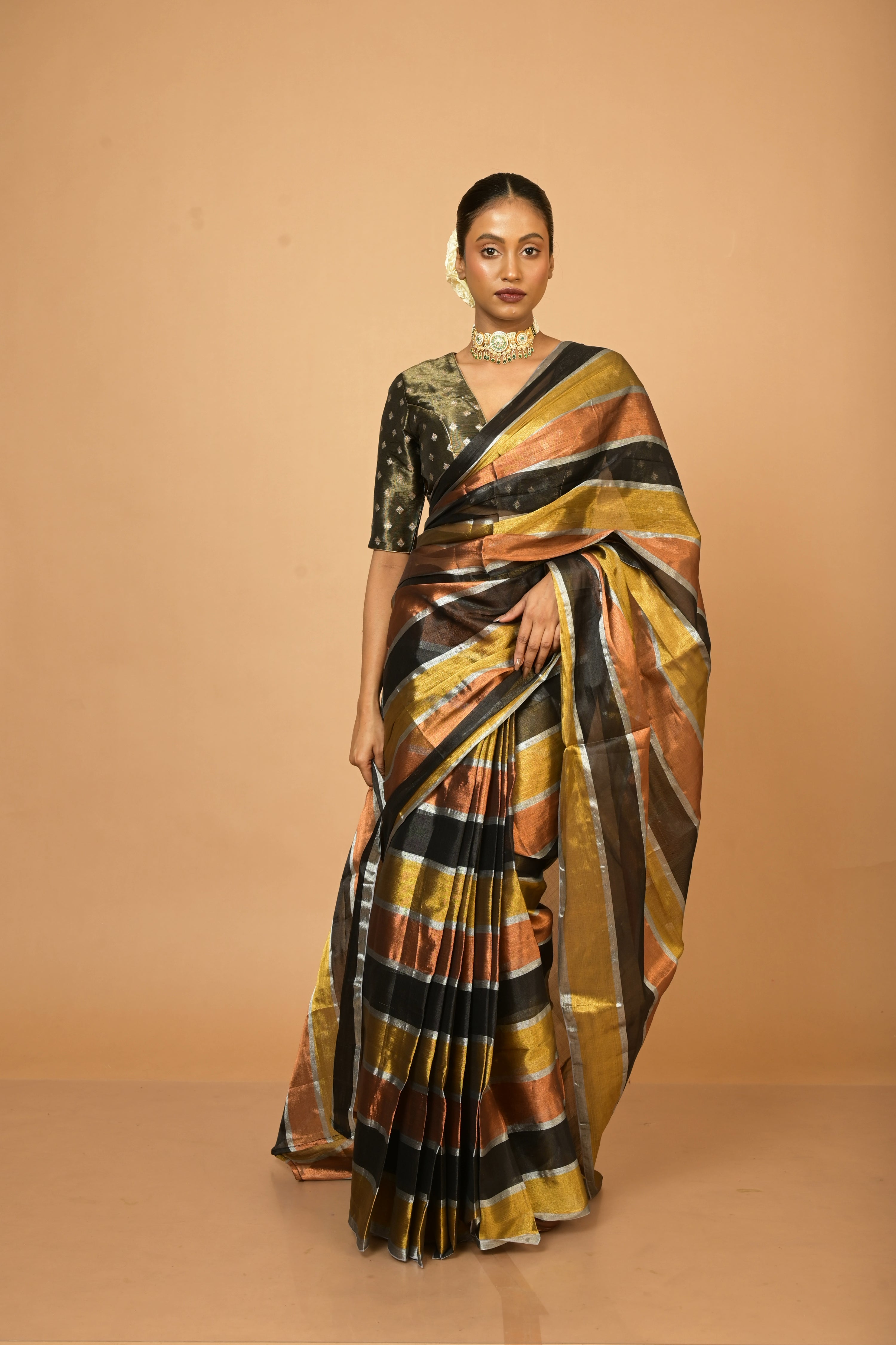 Suprabha I Multicoloured Handloom Tissue Saree