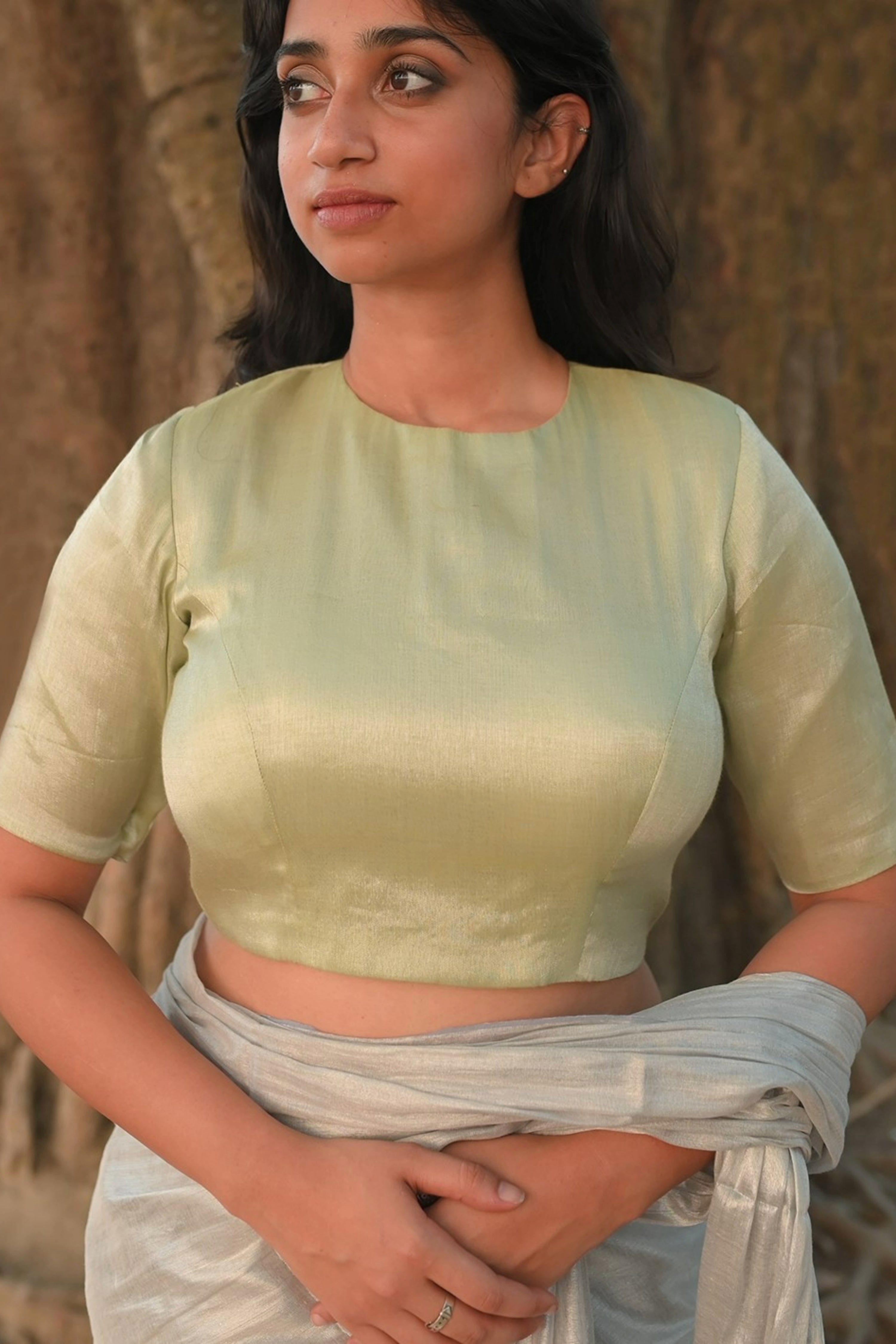 Pista  I Pastel Green Designer Tissue Blouse