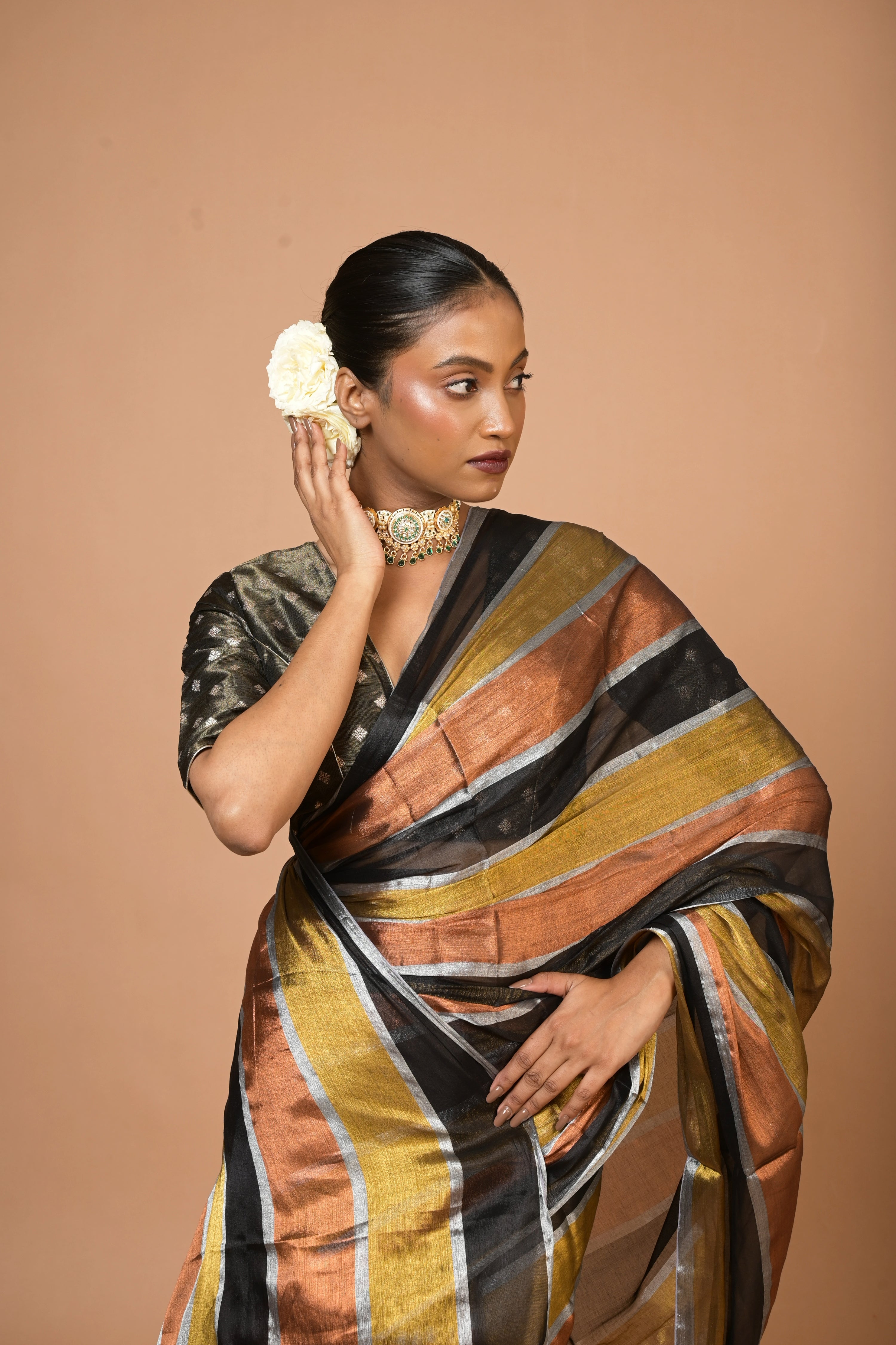 Suprabha I Multicoloured Handloom Tissue Saree