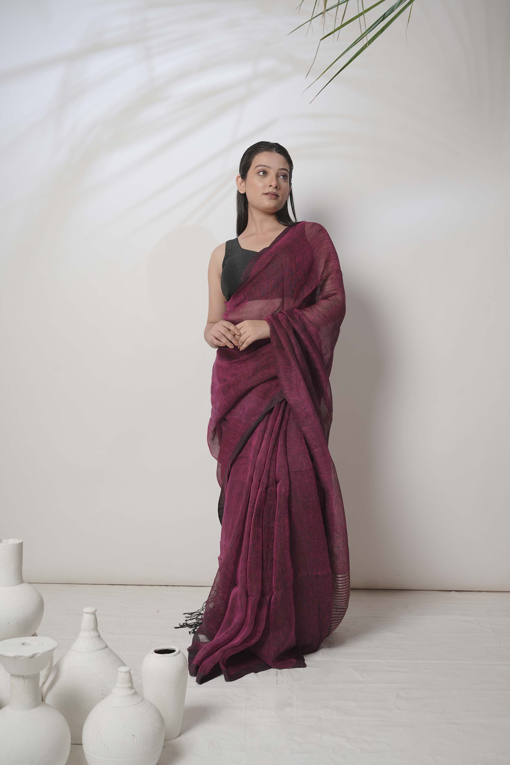 Jhalak I Magenta Acrylic Cotton Handloom Saree