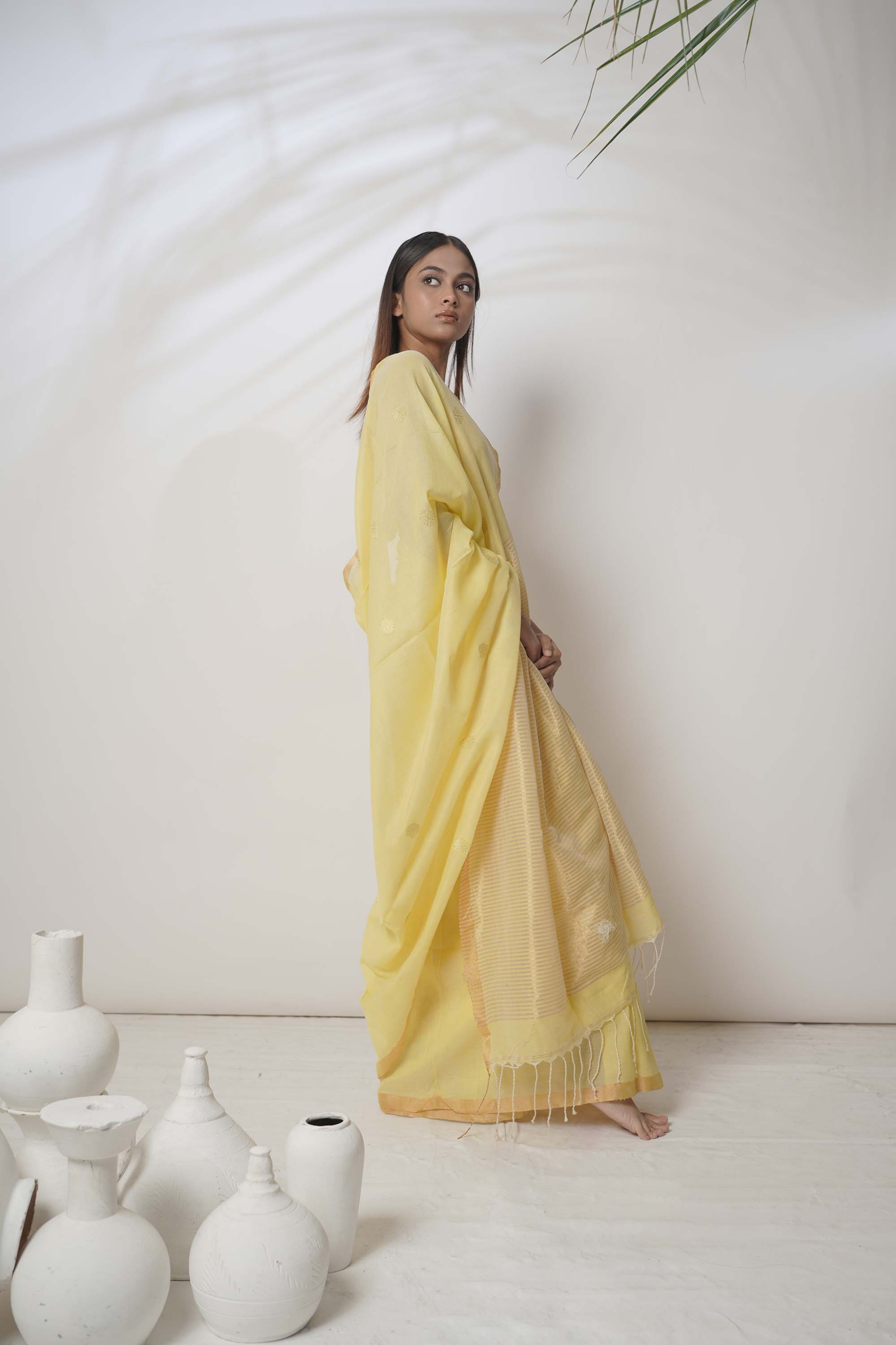 yellow-hand-woven-cotton-saree