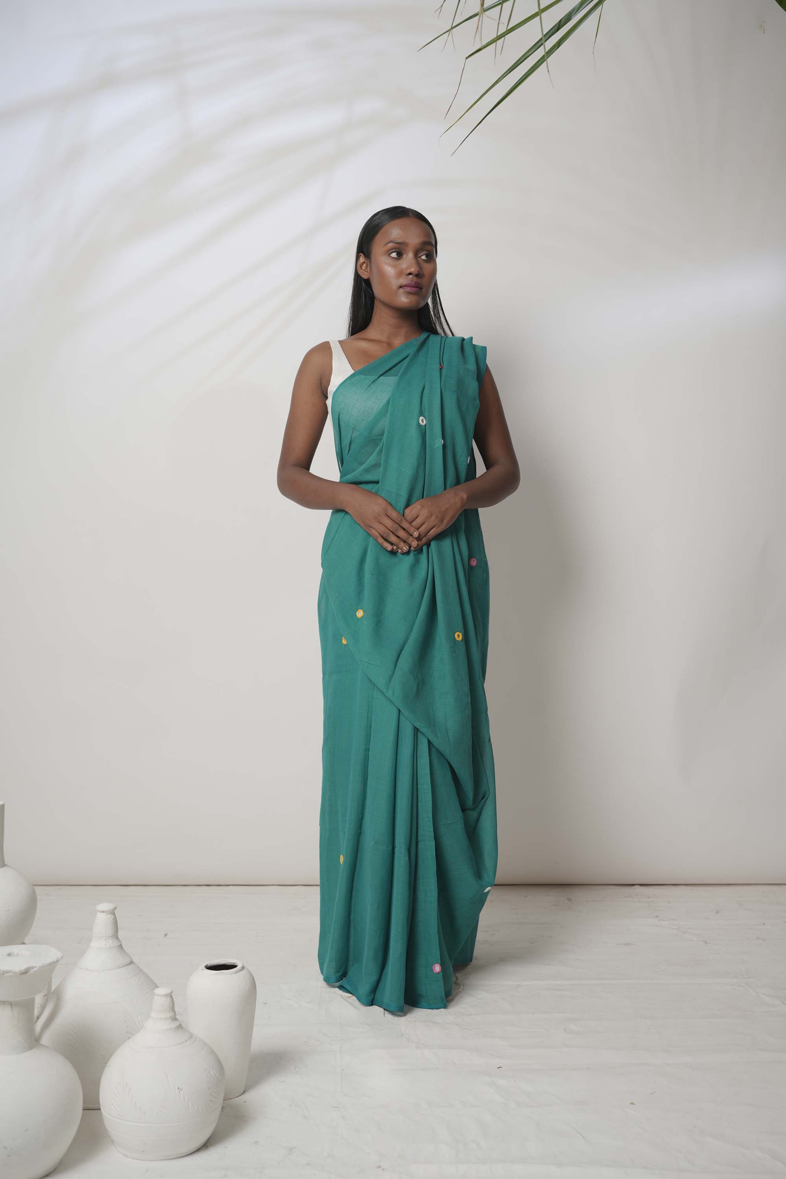 hand-woven-sea-green-cotton-saree-with-mirror-embroidary