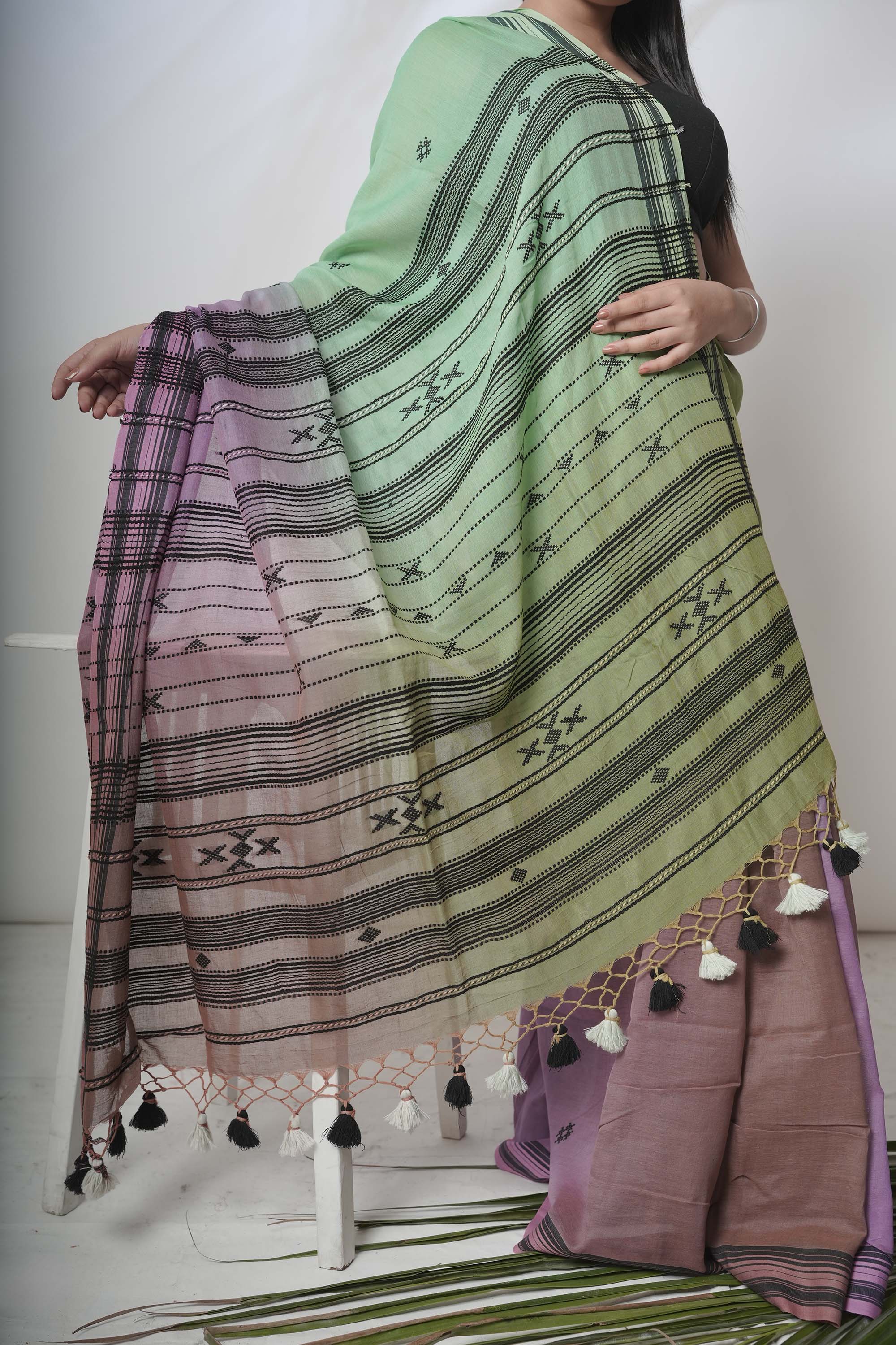 Morpankh I Multicolour handloom cotton saree