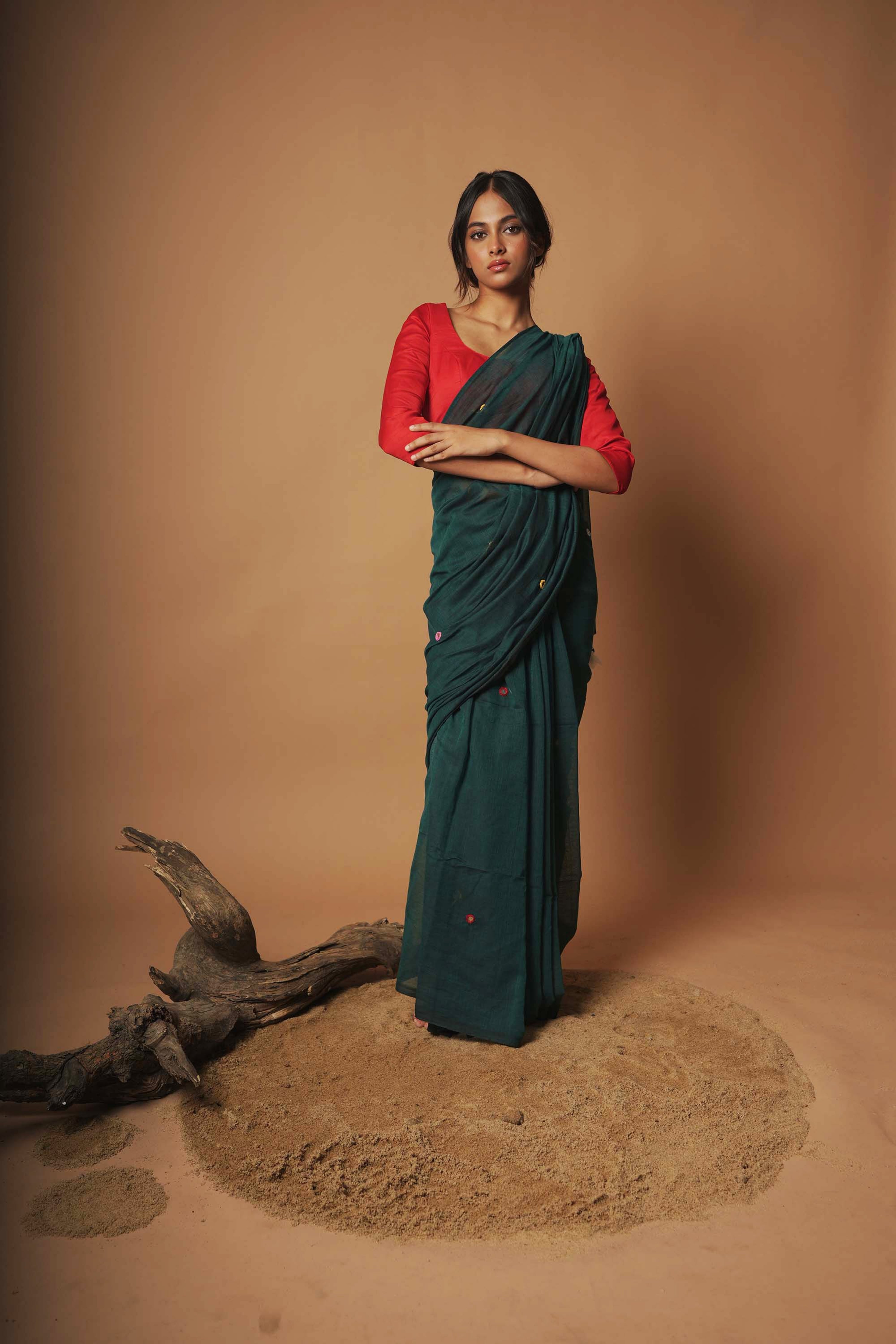 dark-green-handloom-cotton-saree