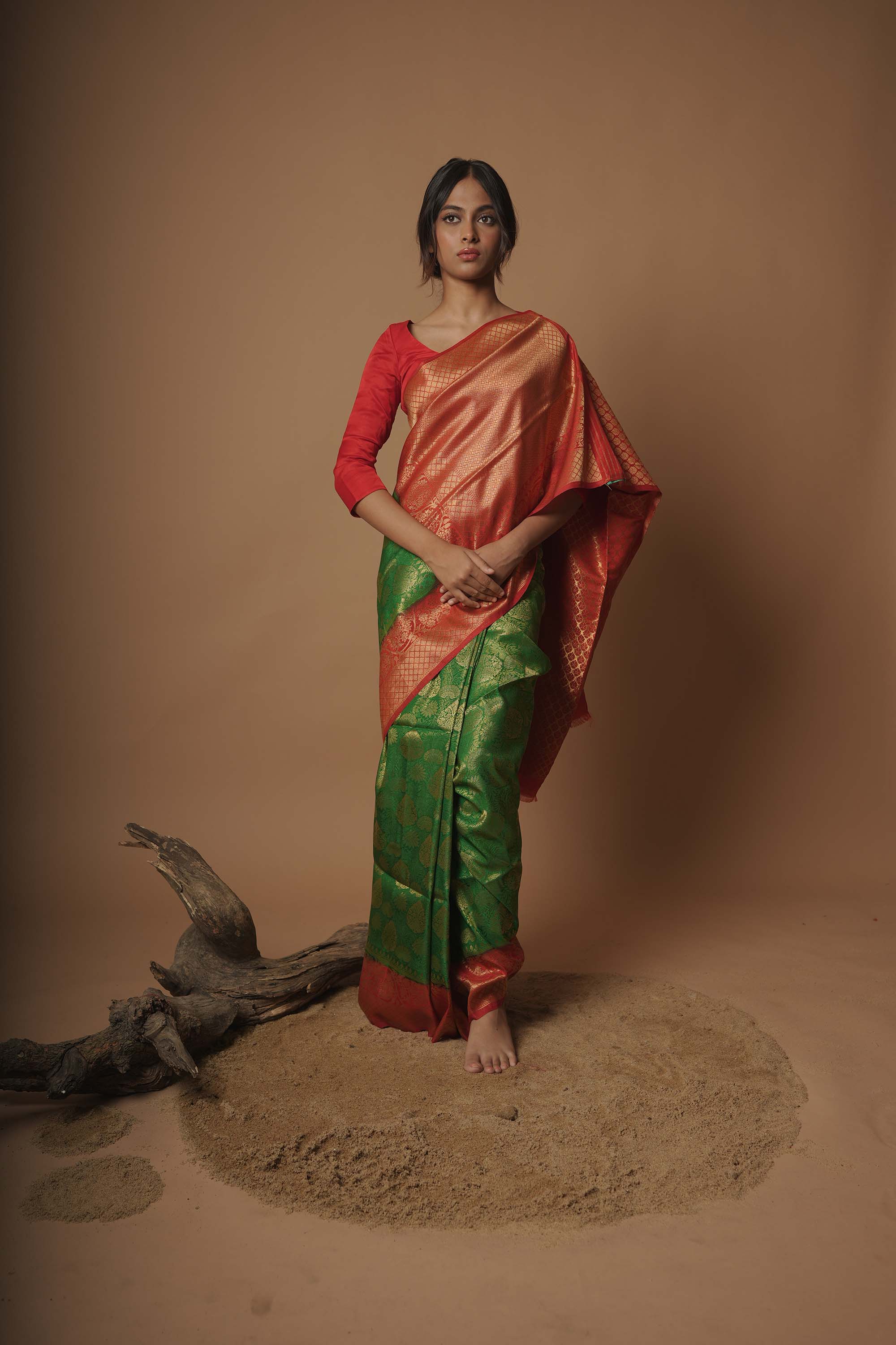 Shringaar | Green Handloom Brocade Silk Banarasi Saree