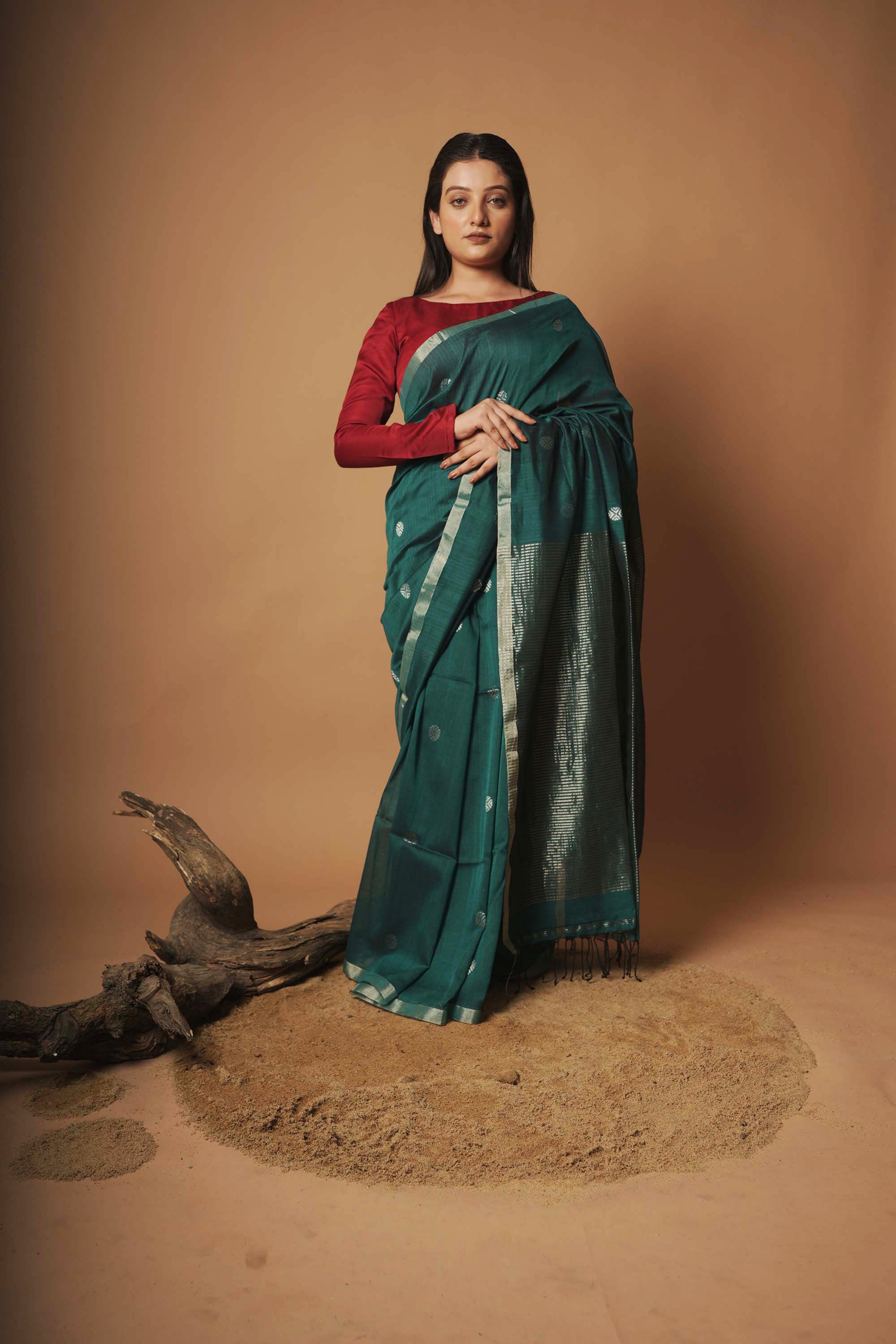 emareald-green-cotton-saree