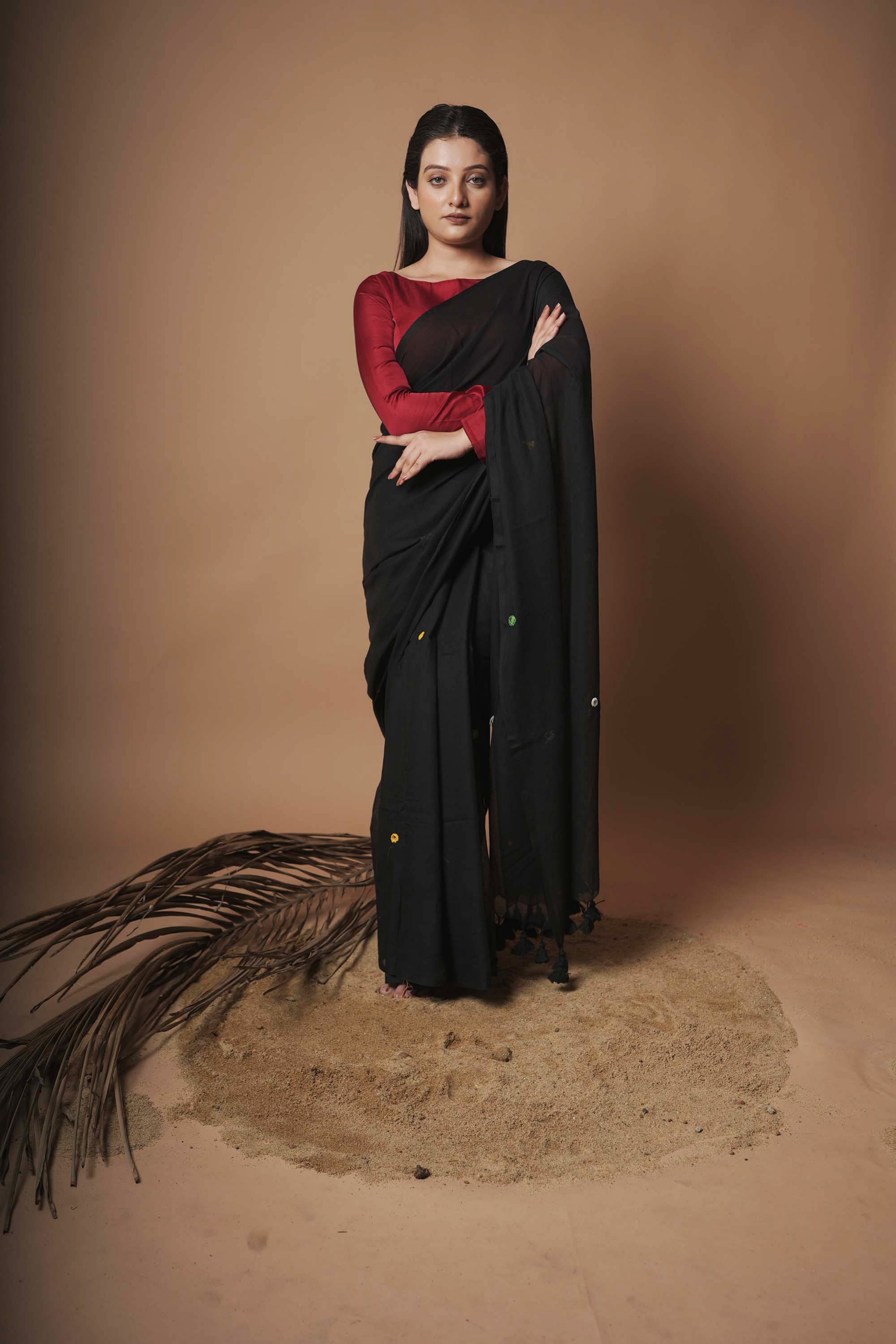 handloom-black-cotton-saree-with-mirror-emboidary