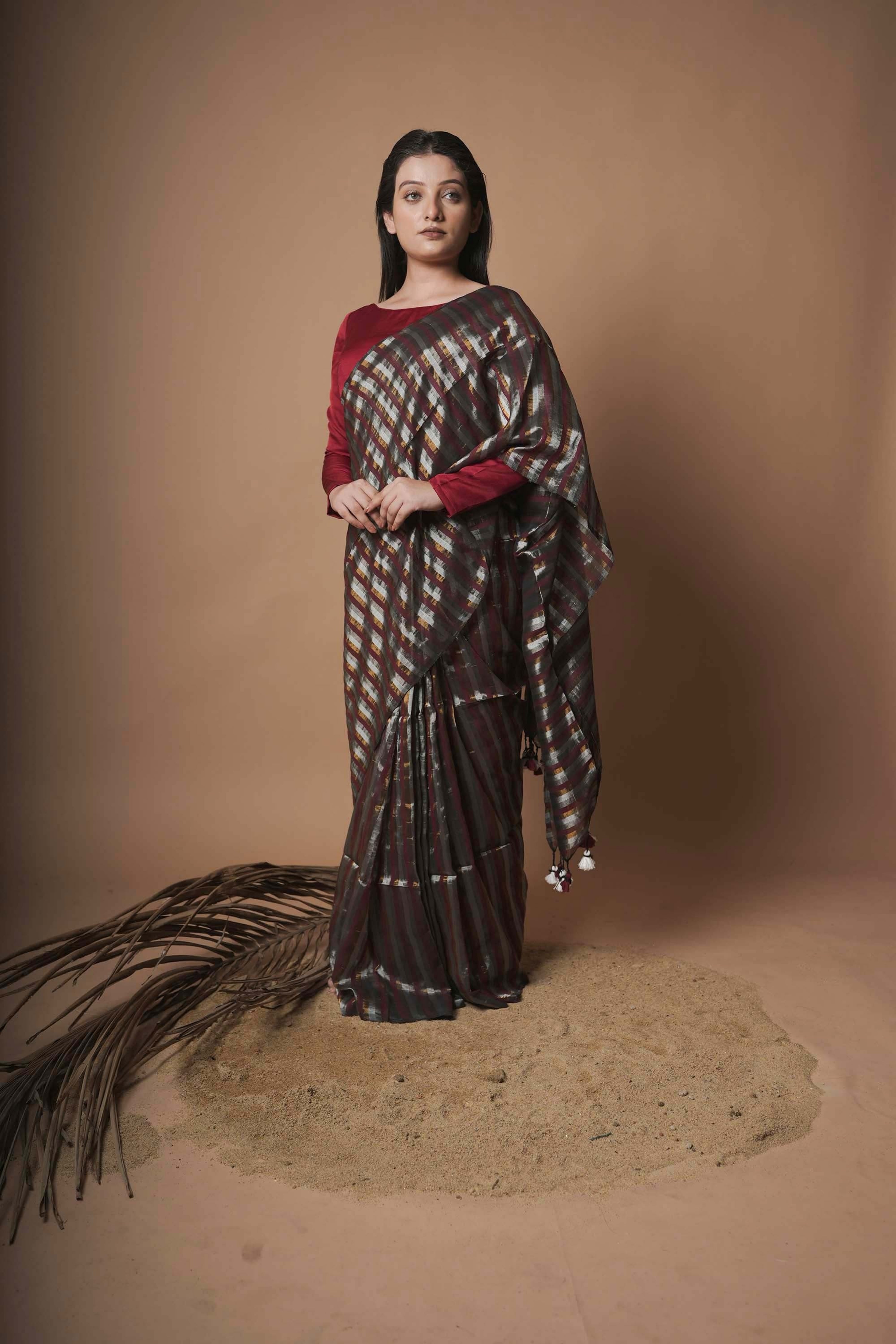 maroon-handloom-cotton-saree-with-zari-stripes-saree