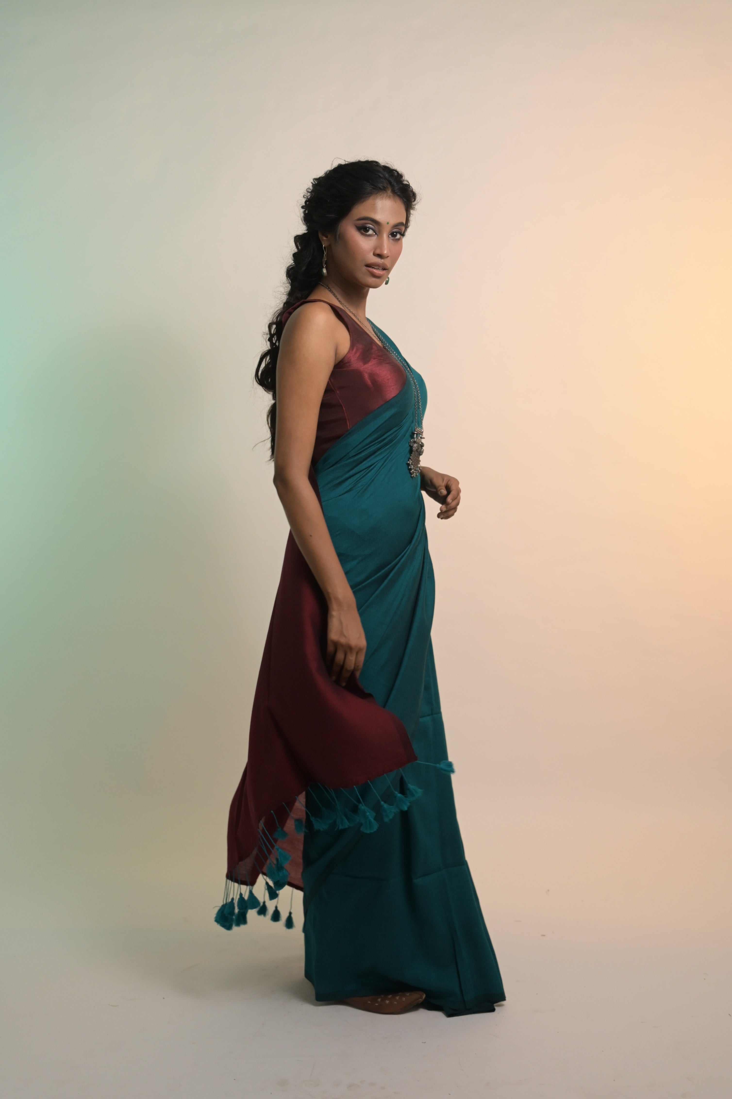 Dil ki Tamanna I Bottle Green Handloom Cotton Acrylic Saree