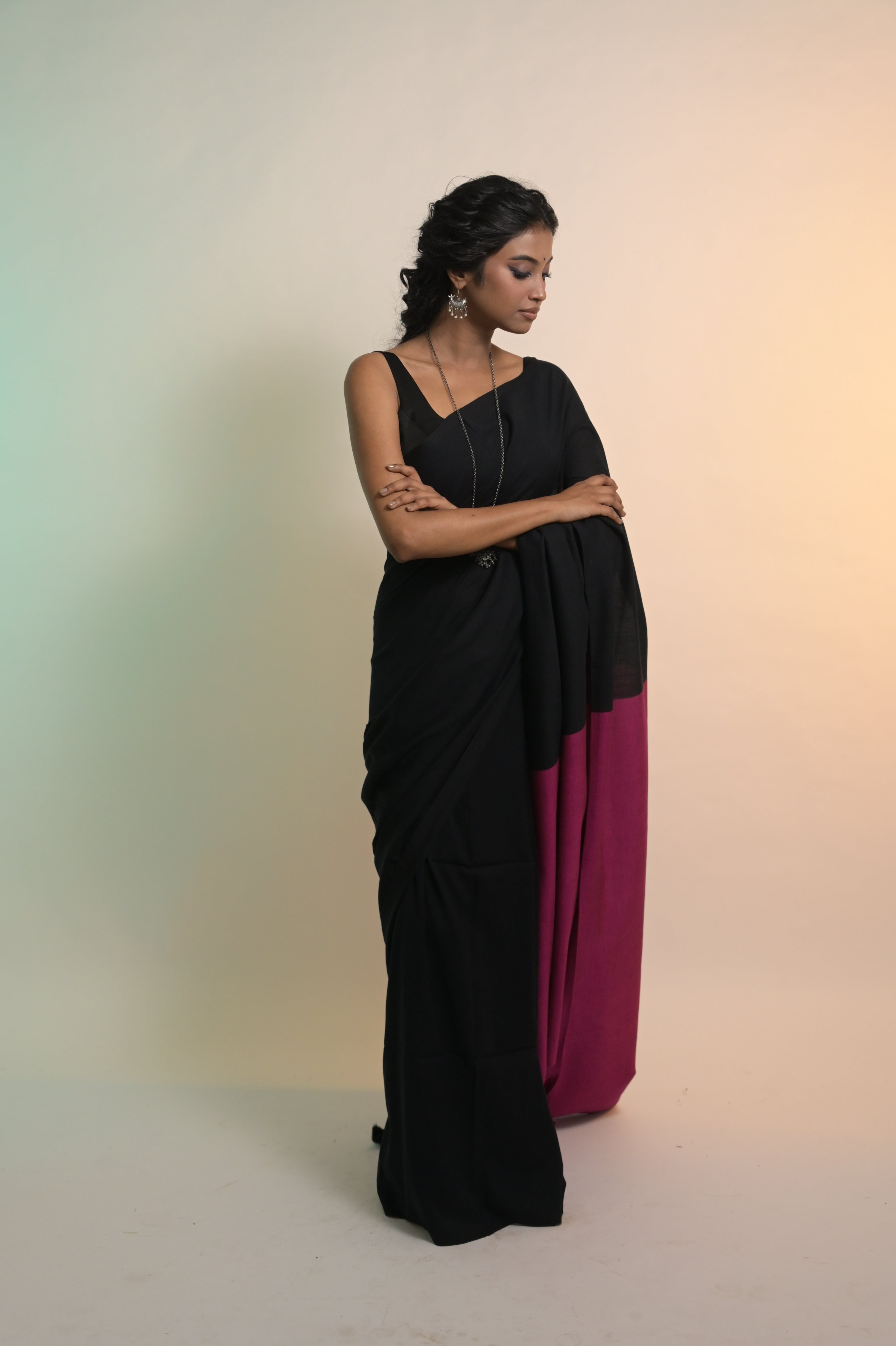 Zindagi ki safar I Black Handloom Cotton Acrylic Saree