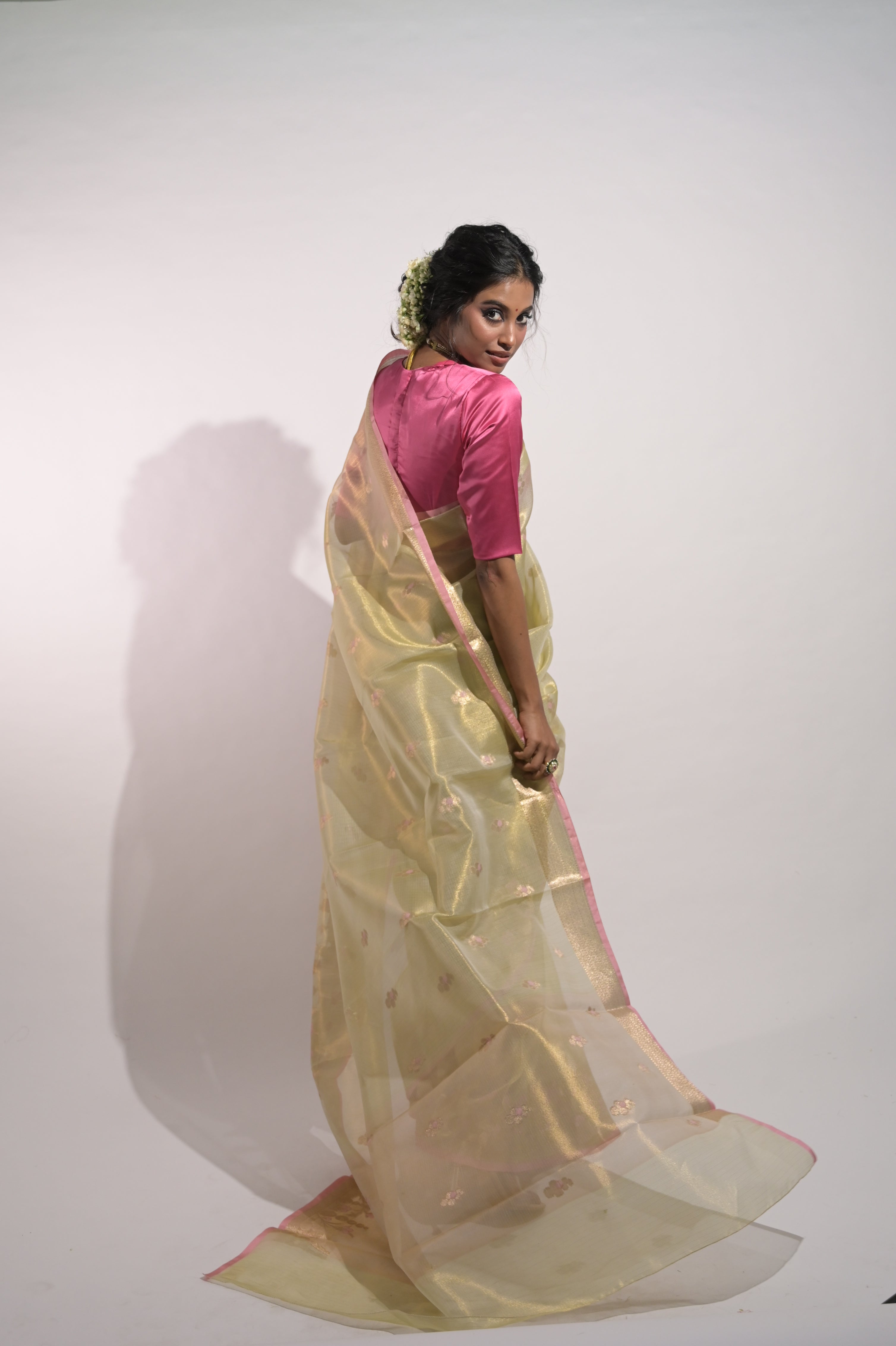 Aaranya I Pastel Green Handloom Tissue Kota Banarasi Saree