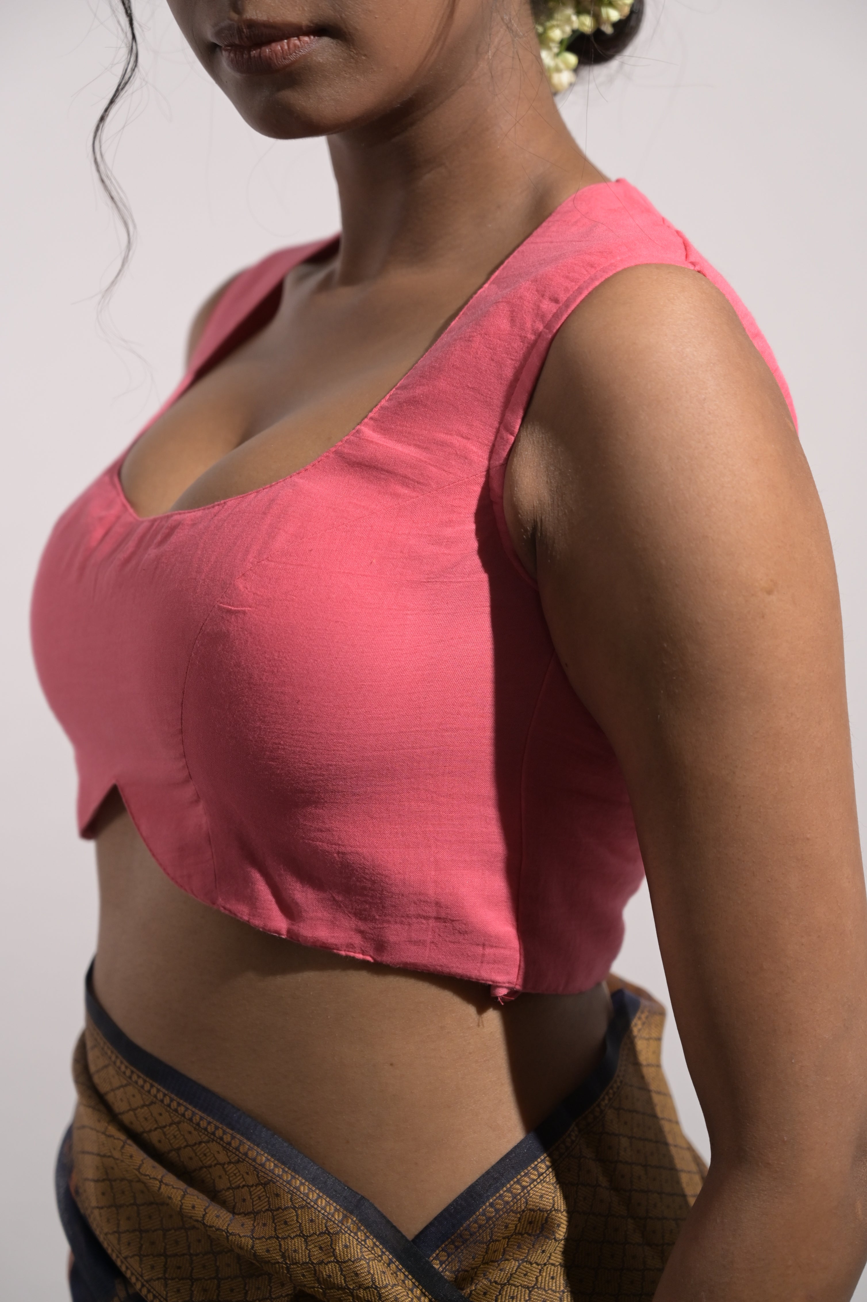 Amiya I Hot Pink Handloom Mul Cotton Designer Blouse
