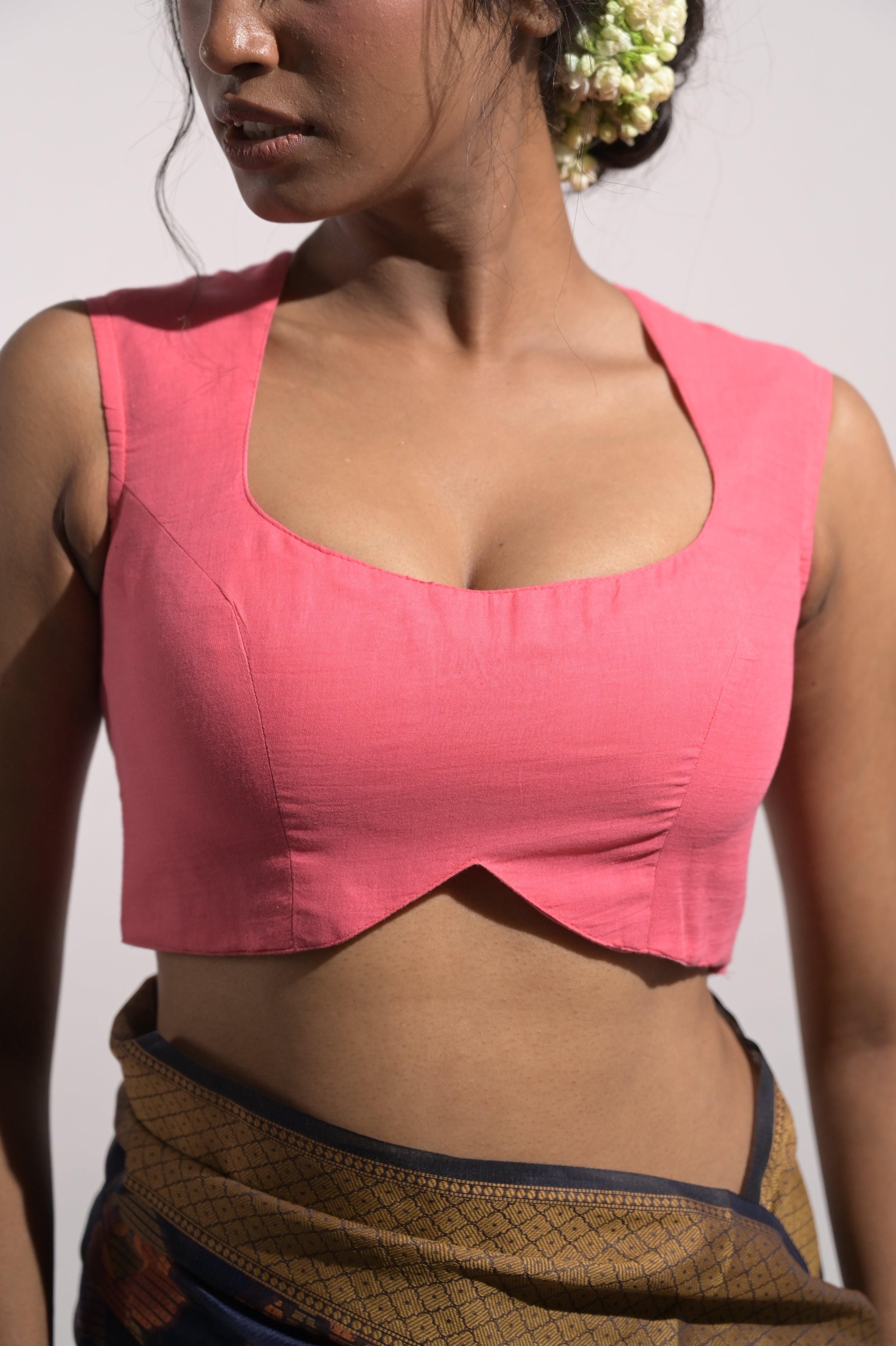 Amiya I Hot Pink Handloom Mul Cotton Designer Blouse