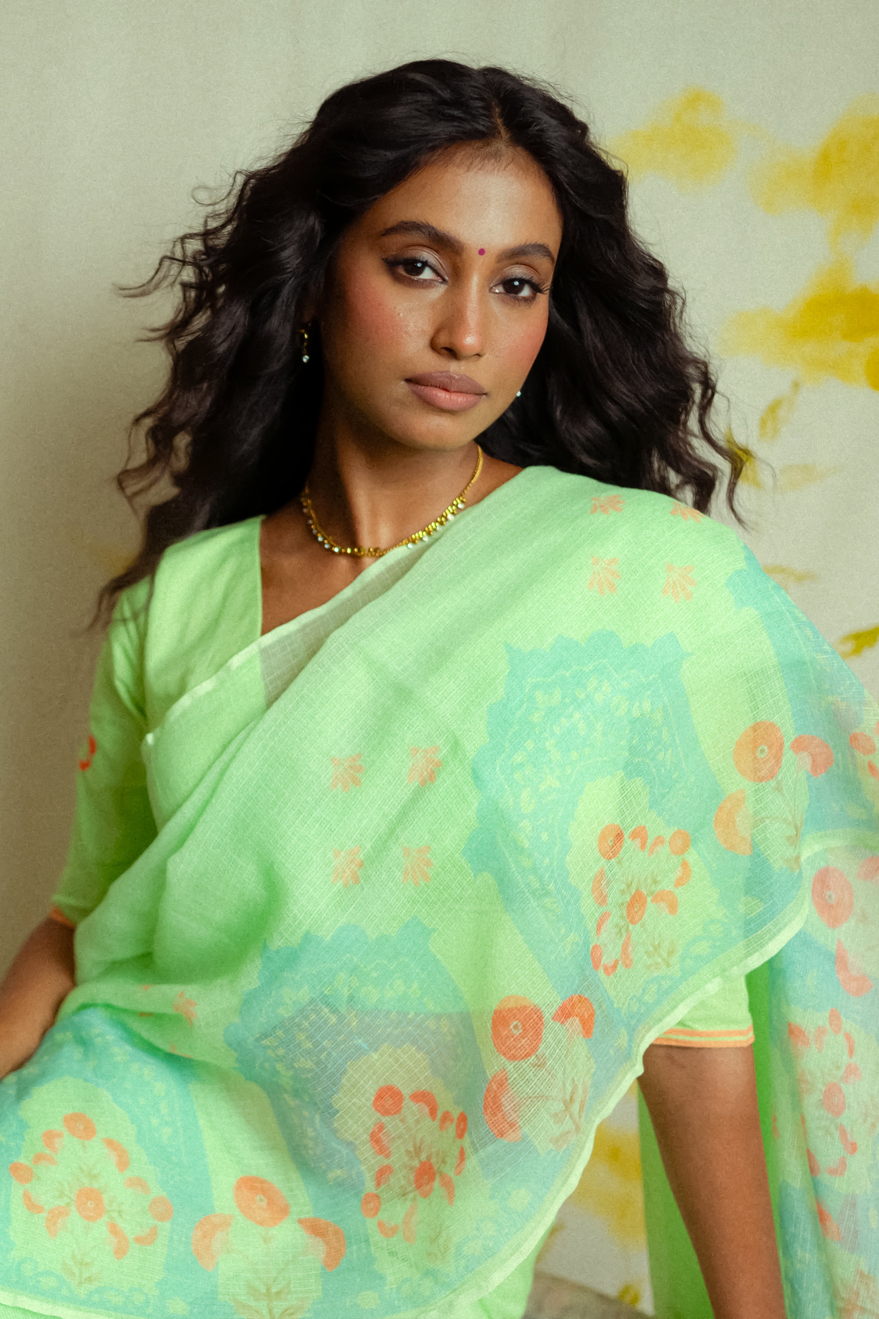 Madhuri I Light Green Handloom Kota doria Saree