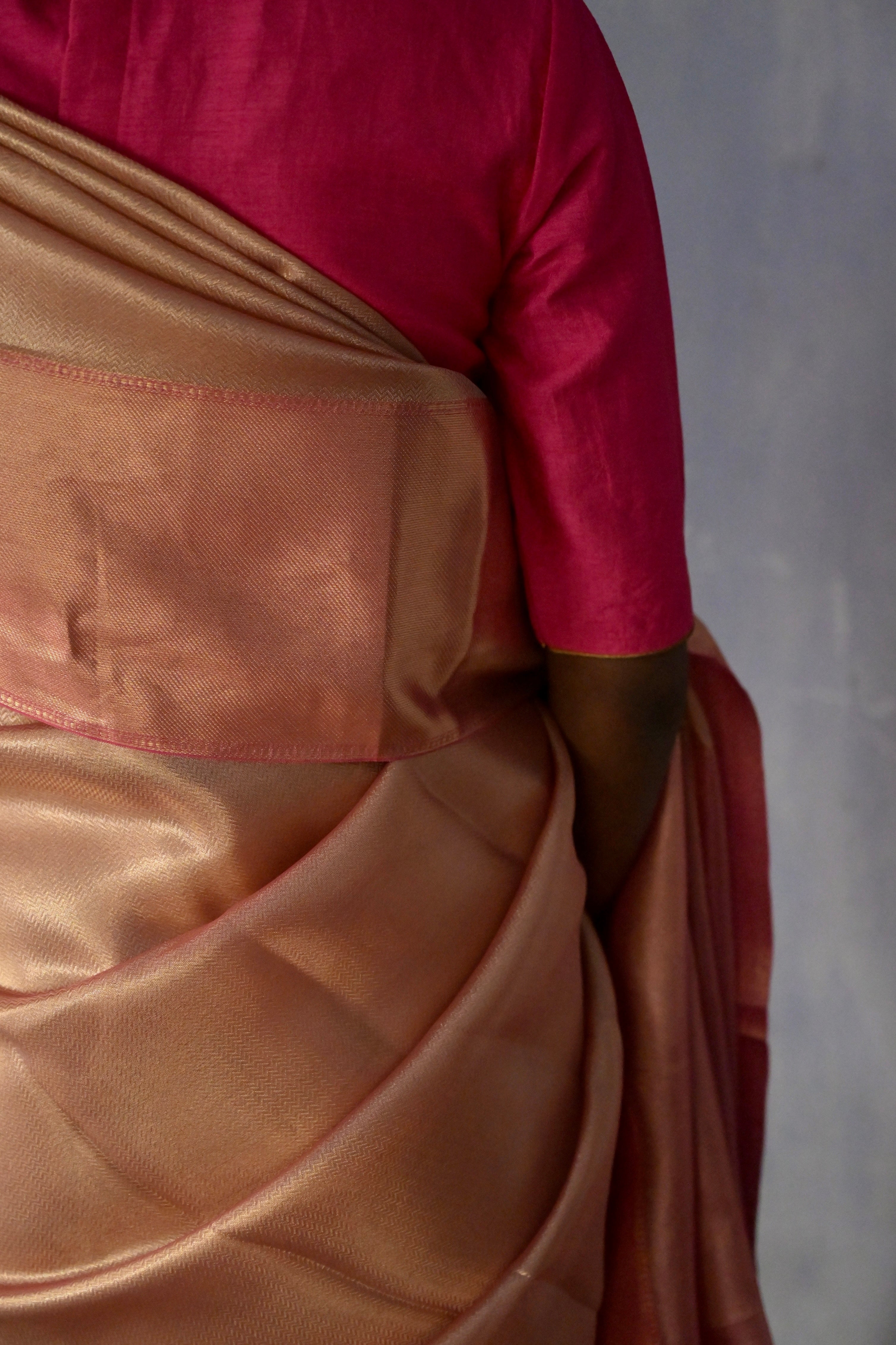 Manorama I Pink Handloom Brocade Banarasi Saree with Zari Border