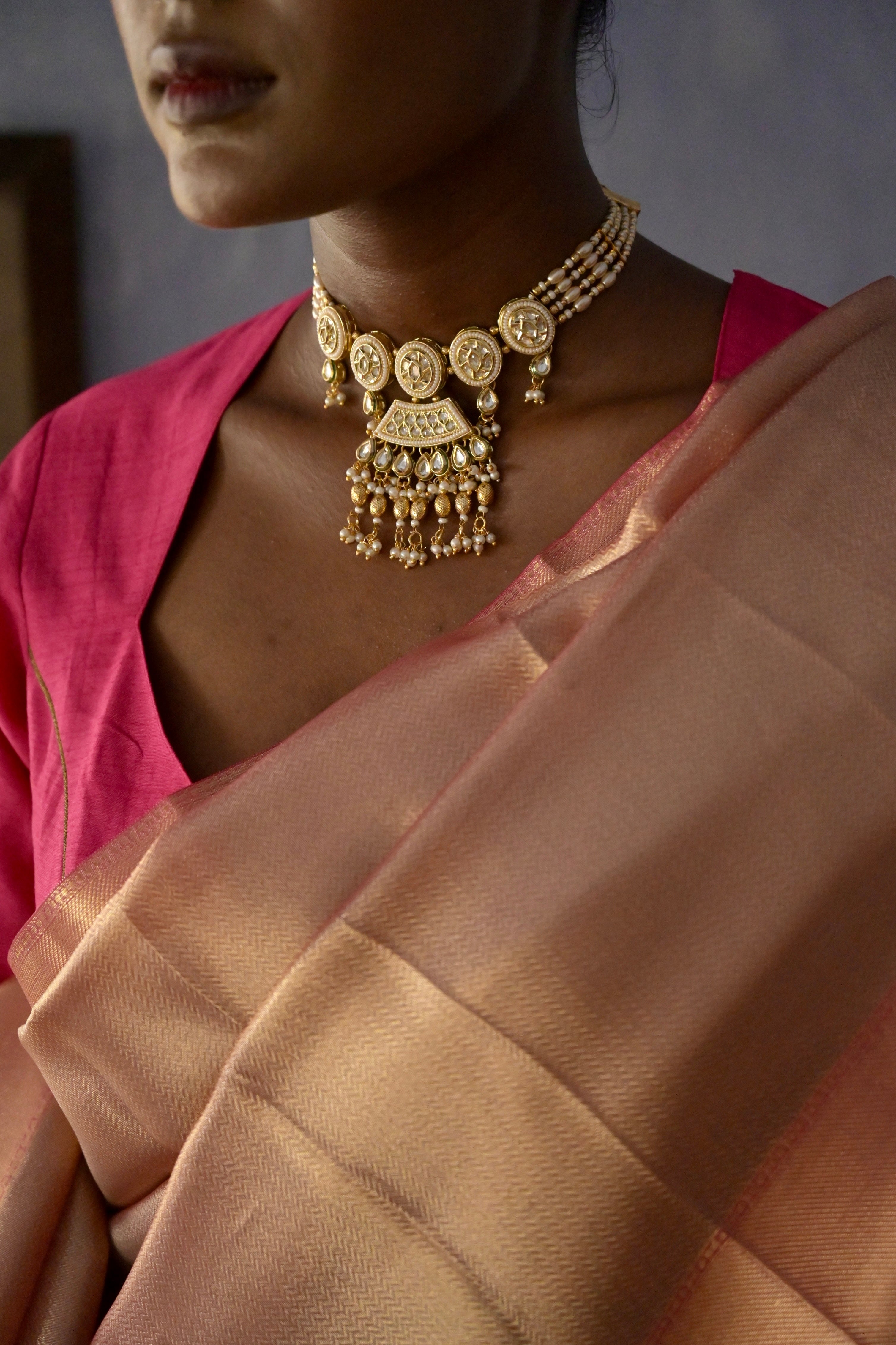 Manorama I Pink Handloom Brocade Banarasi Saree with Zari Border