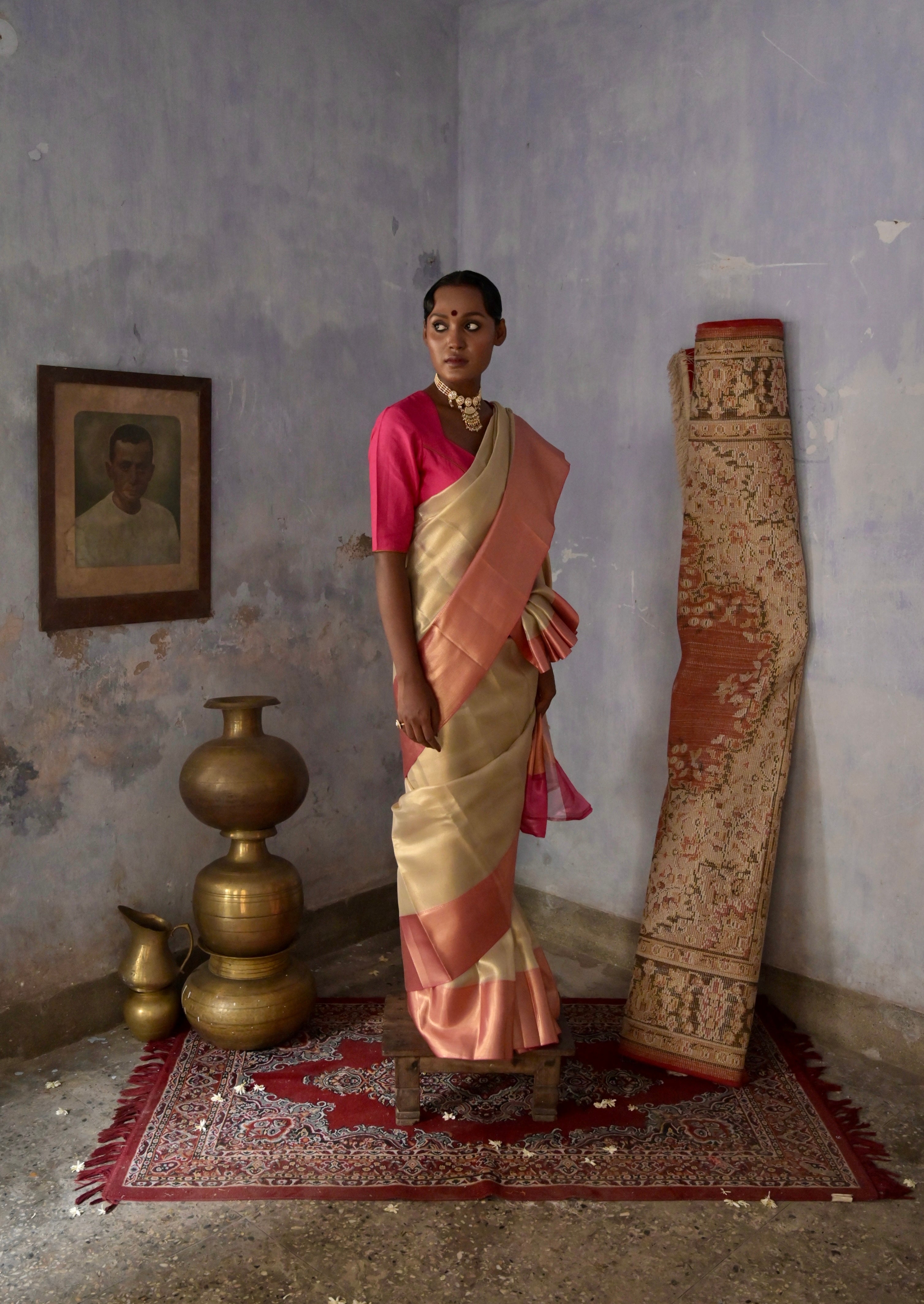 Zarika I Ivory Handloom Brocade Banarasi Saree with Zari Border