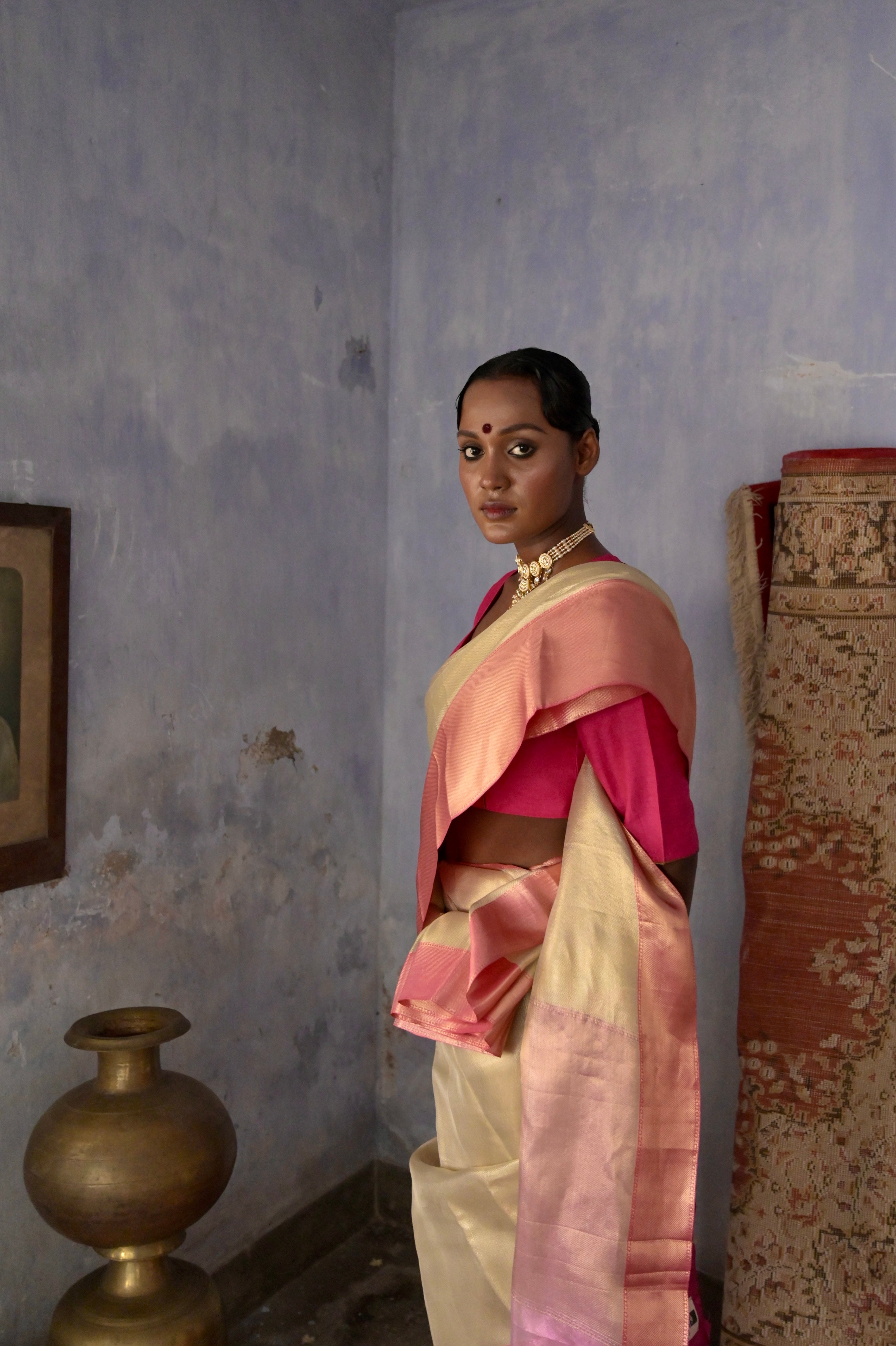 Zarika I Ivory Handloom Brocade Banarasi Saree with Zari Border