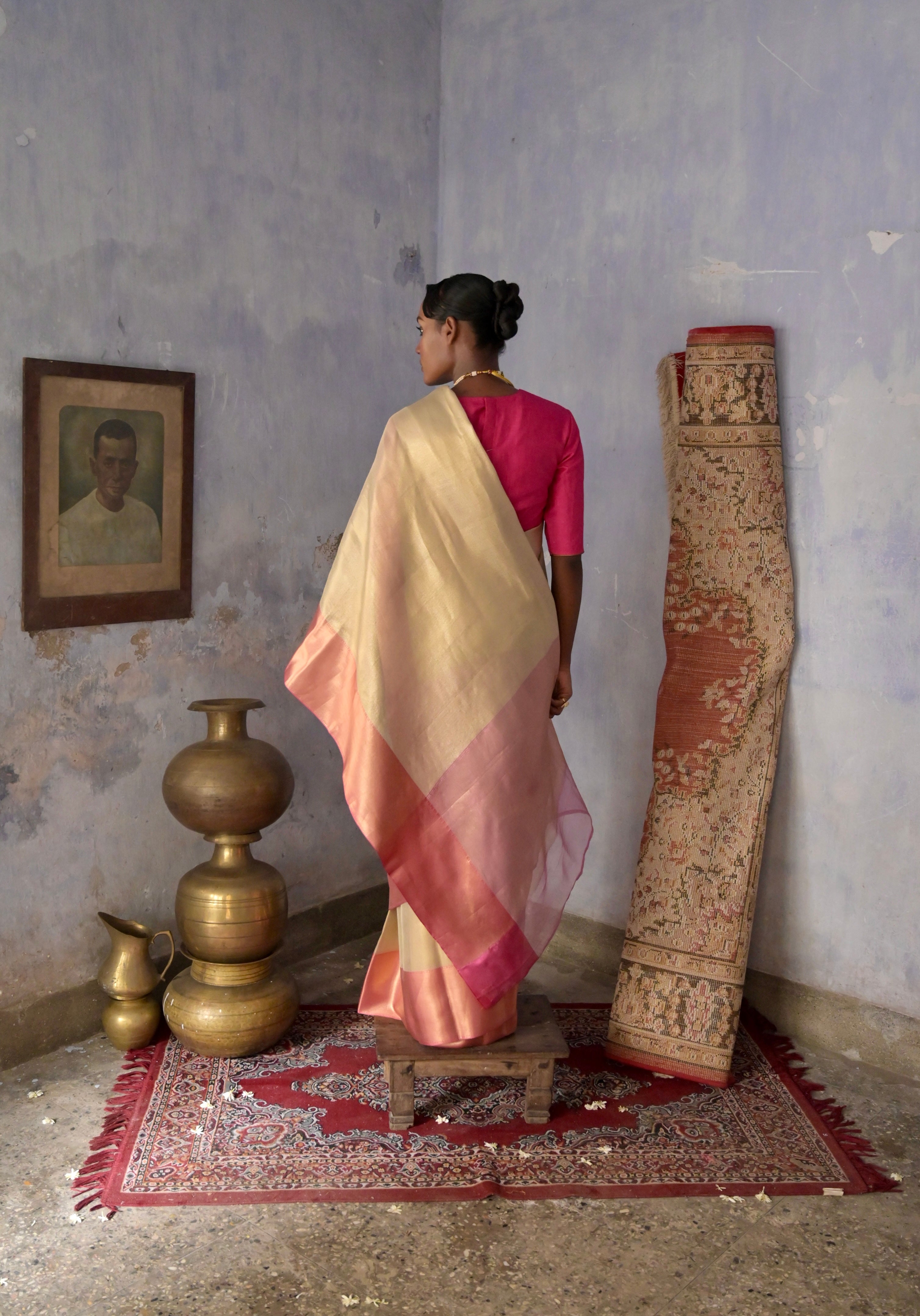 Zarika I Ivory Handloom Brocade Banarasi Saree with Zari Border