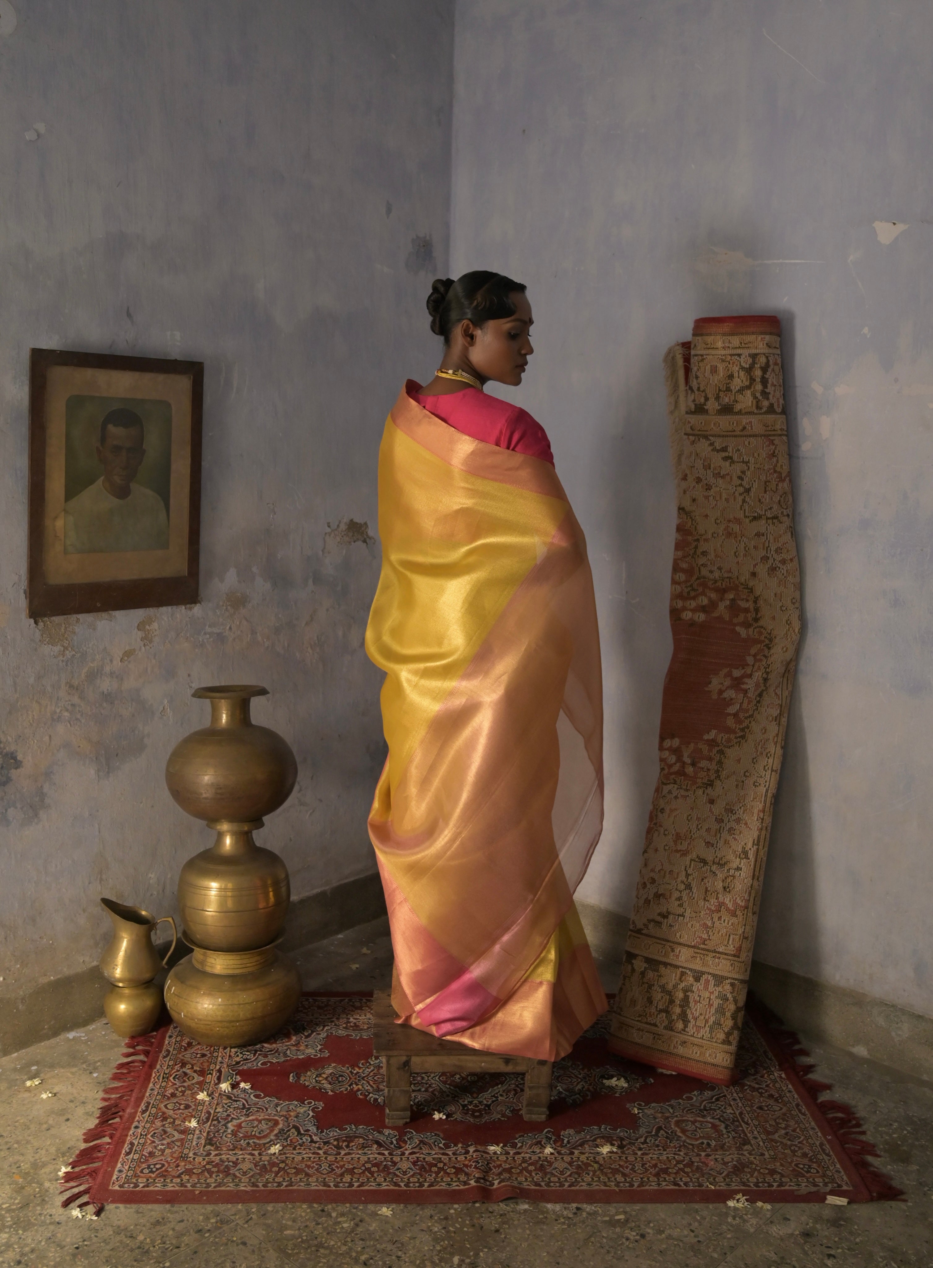 Kashiyaa I Yellow Handloom Brocade Banarasi Saree with Zari Border