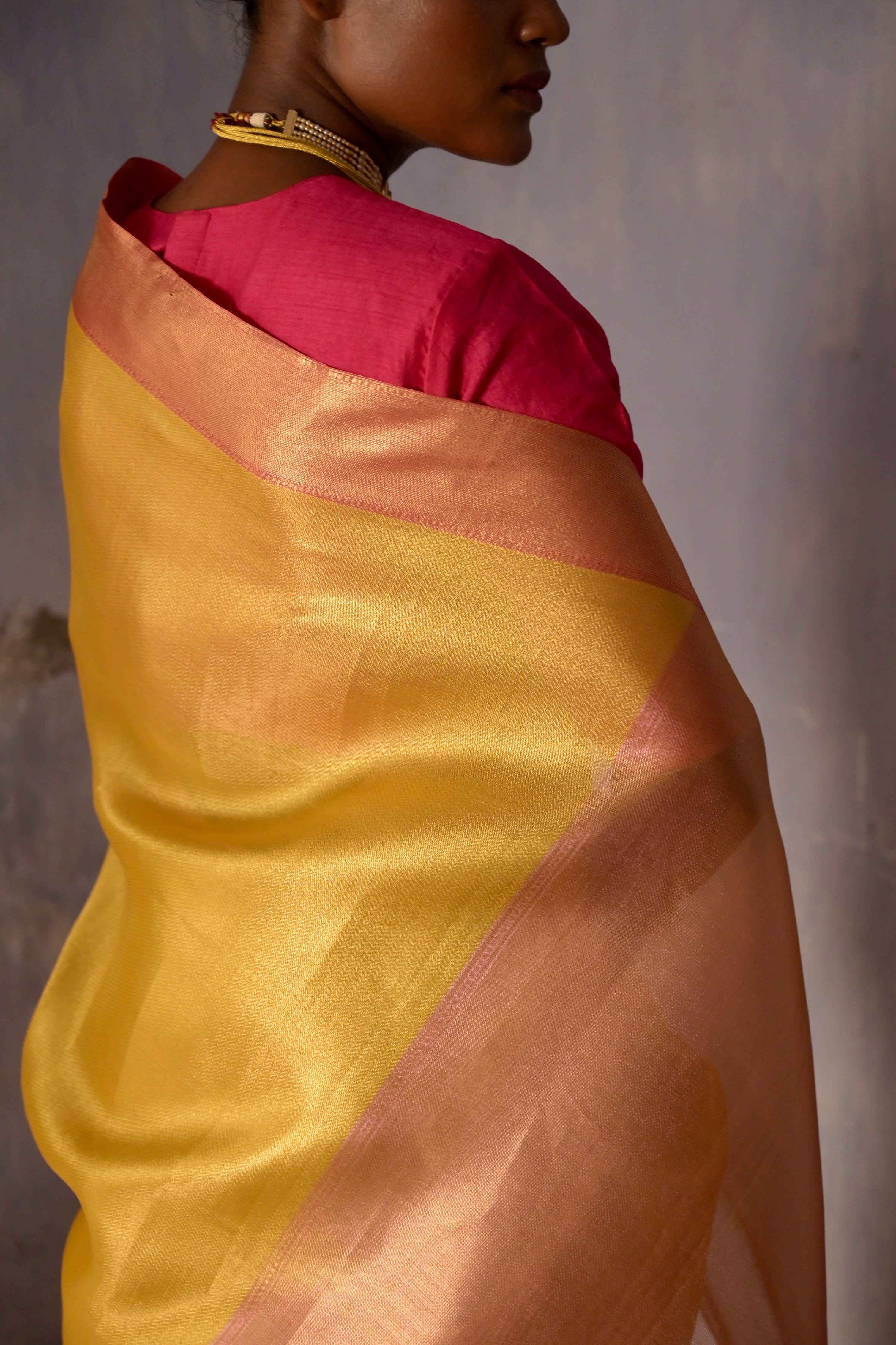 Kashiyaa I Yellow Handloom Brocade Banarasi Saree with Zari Border