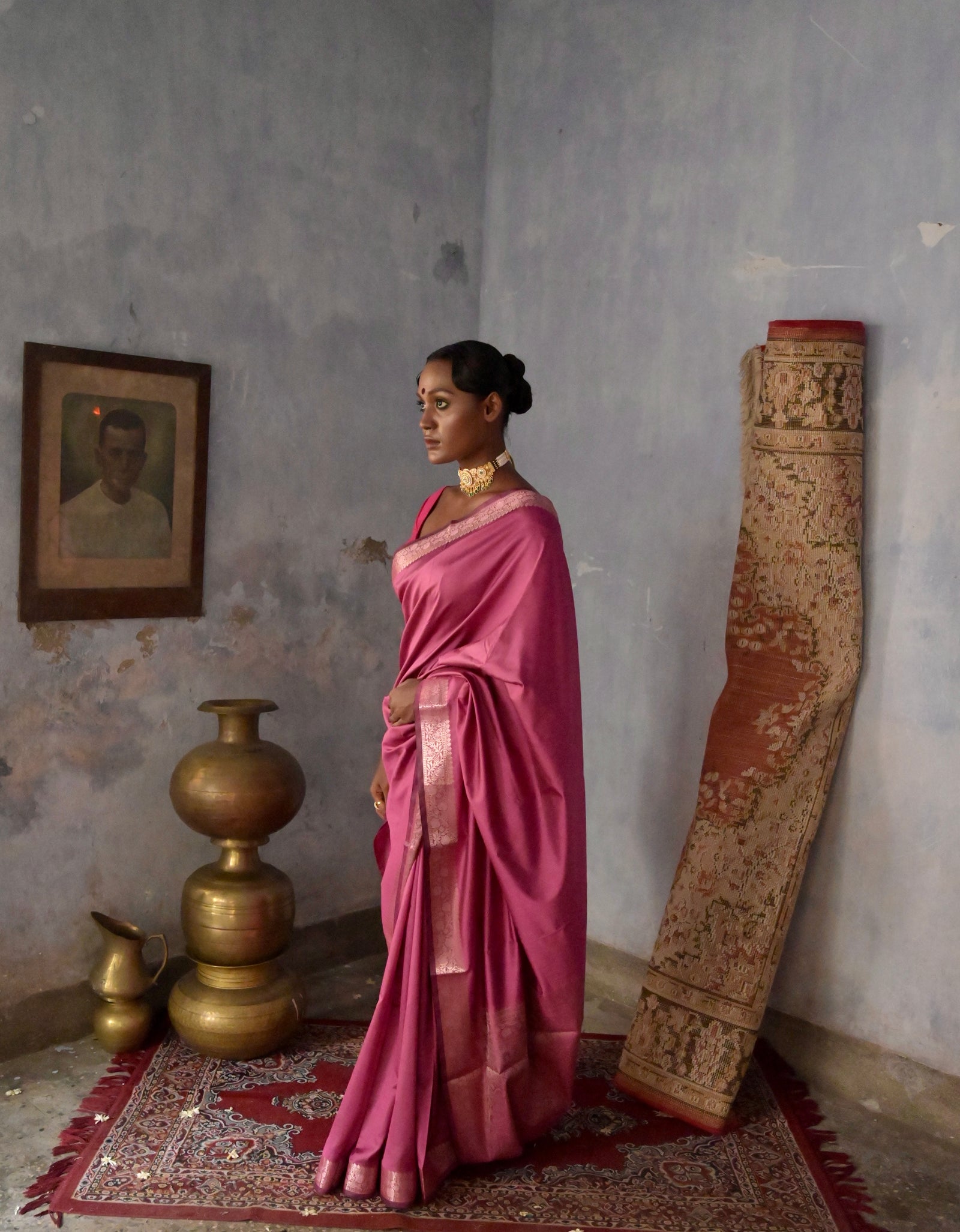 Banarasi Handloom Silk Saree with Intricate Zari Mughal Motifs
