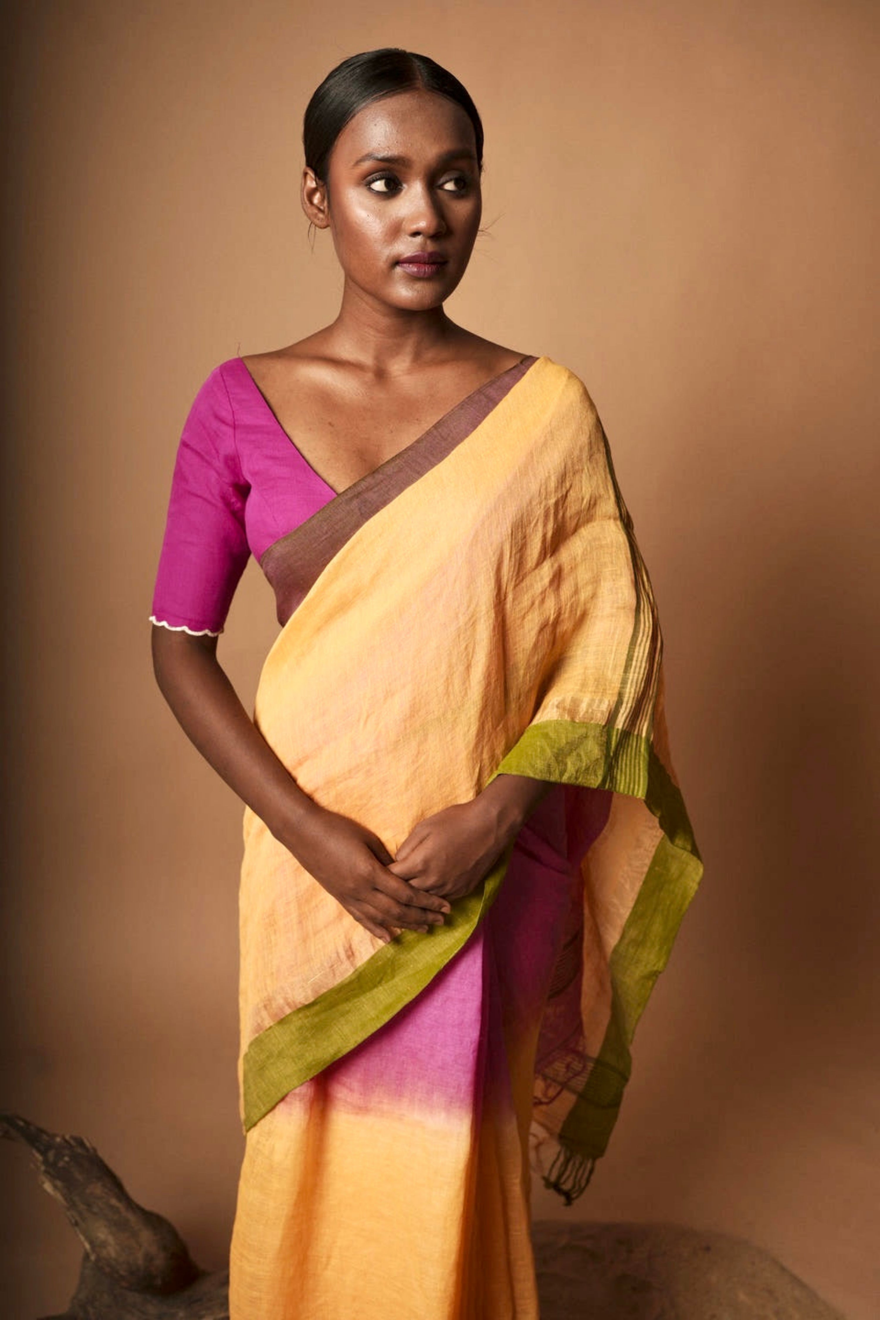 handloom-yellow-linen-saree