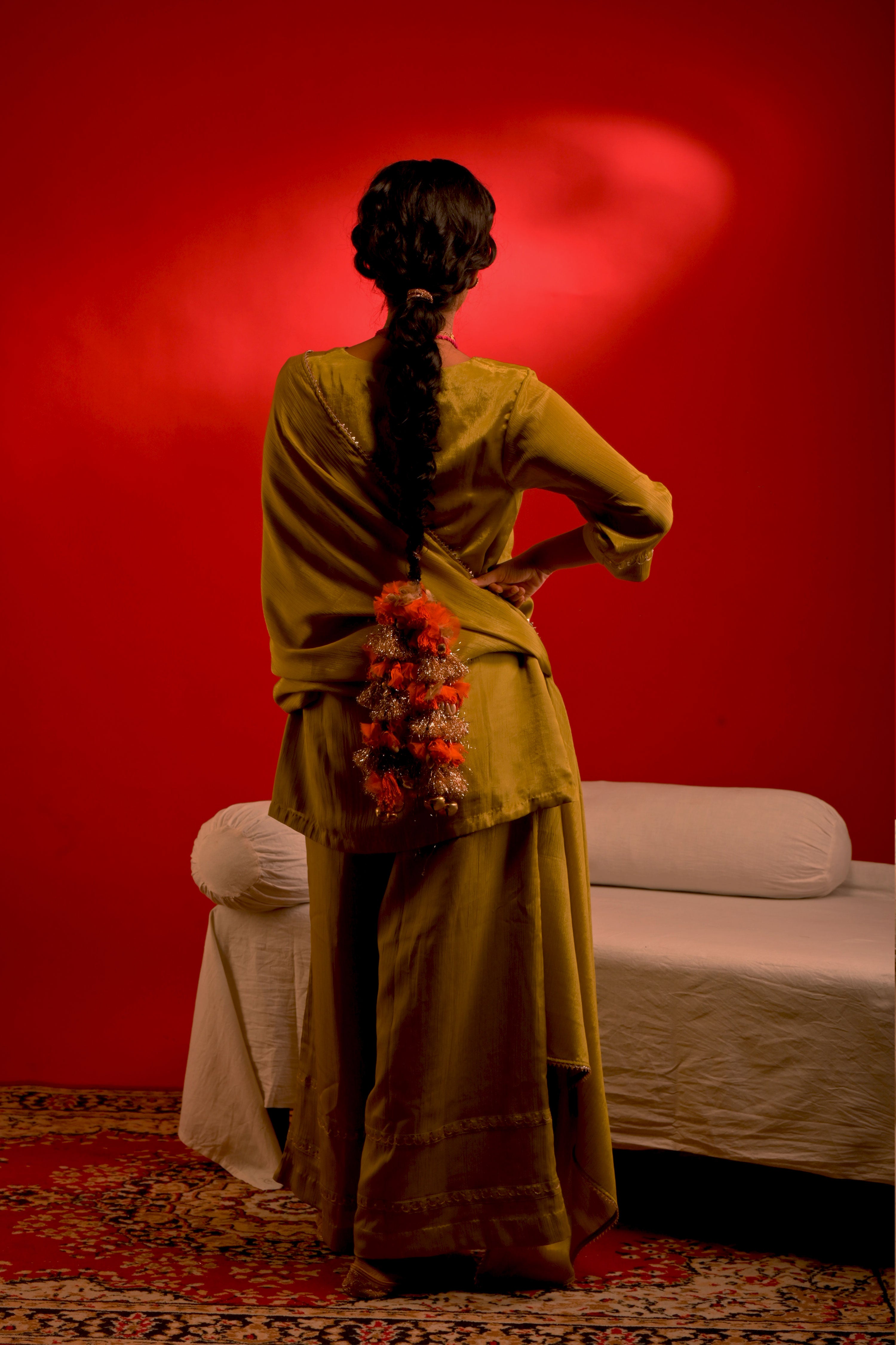 Geet I Lime Green chinon hand embroidered kurta pant set with dupatta