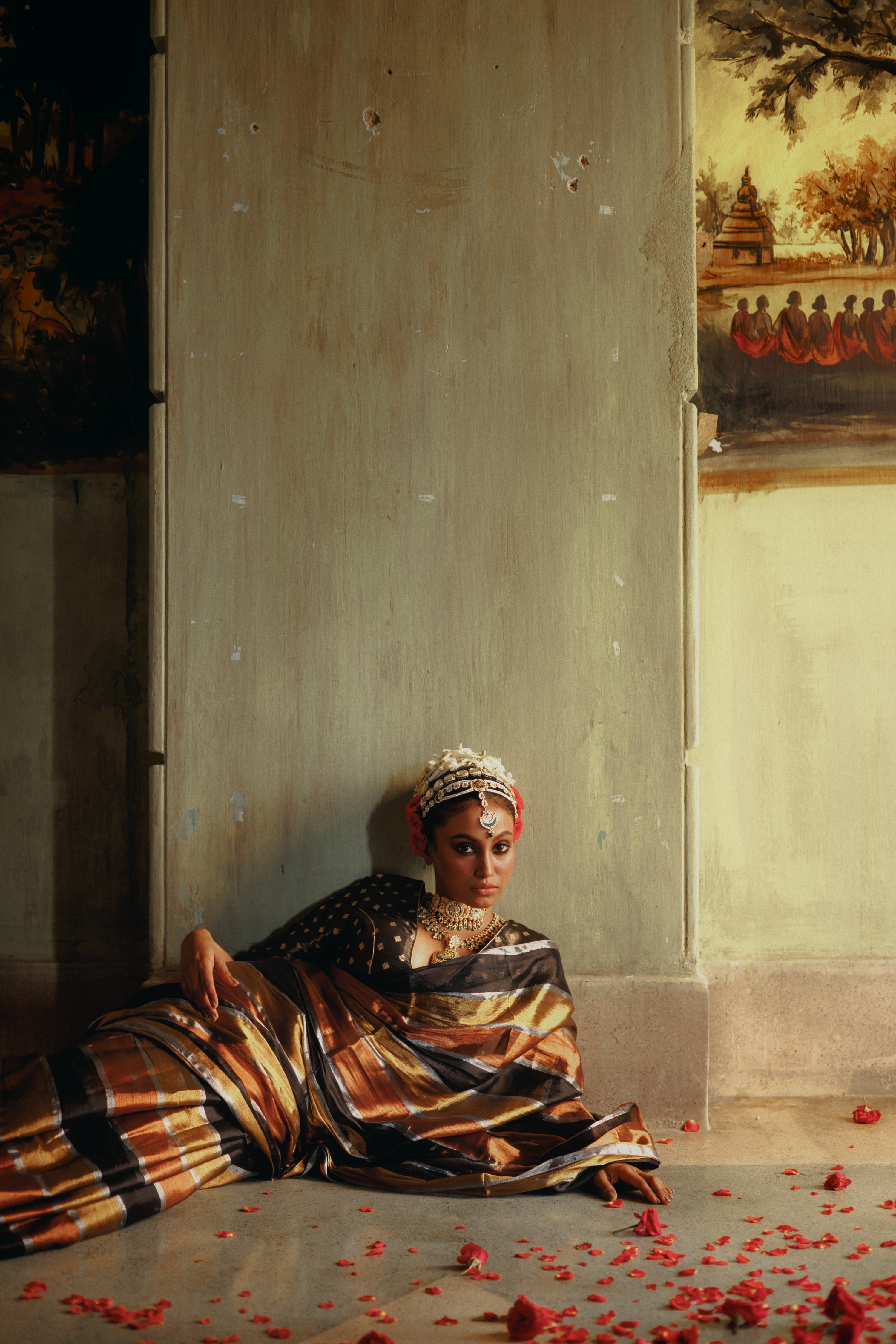 Handwoven-multicoloured-tissue-saree