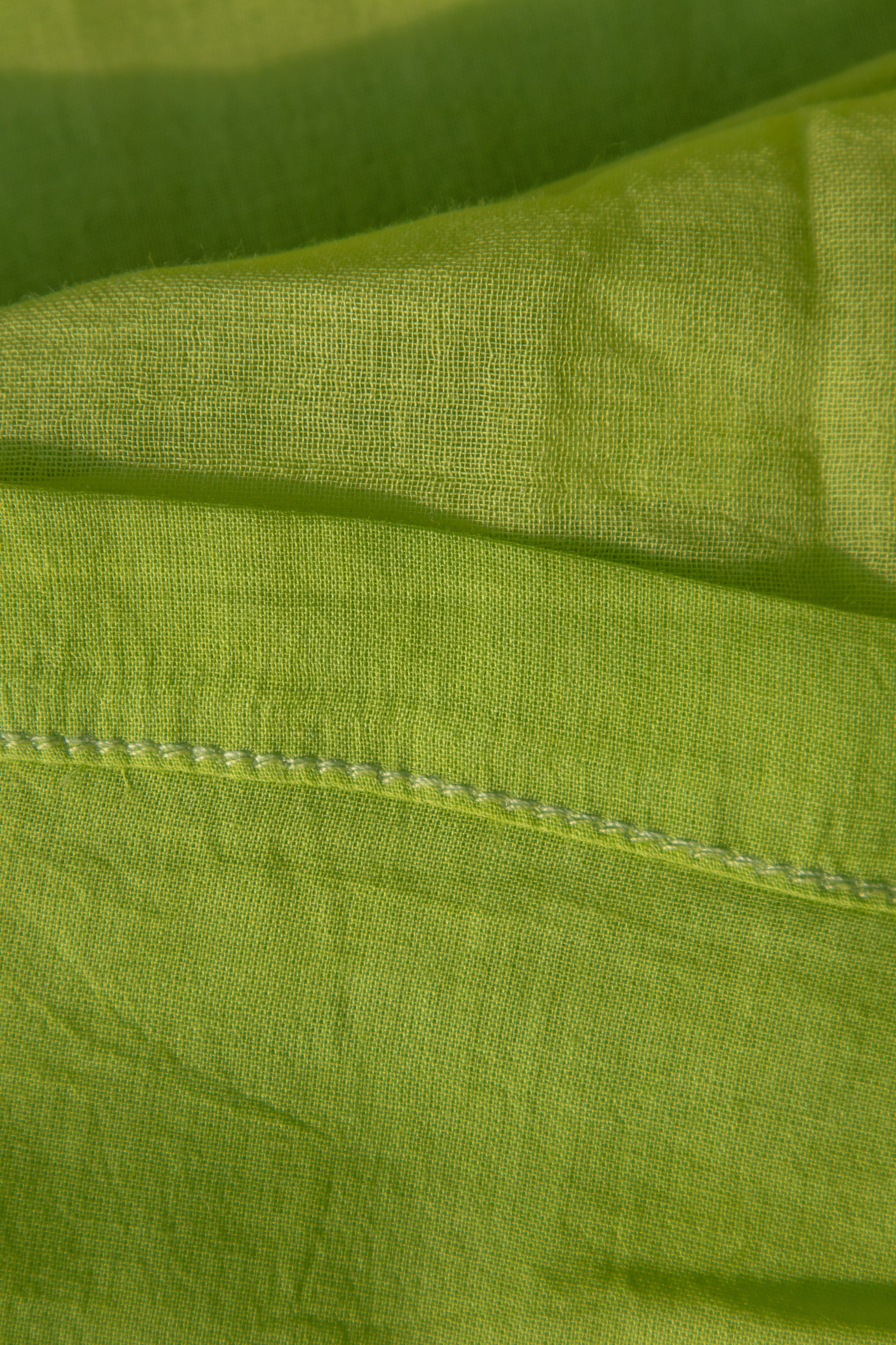 Mili I Lime Green Handloom Mul Cotton Sleeveless Kurta Pant Set