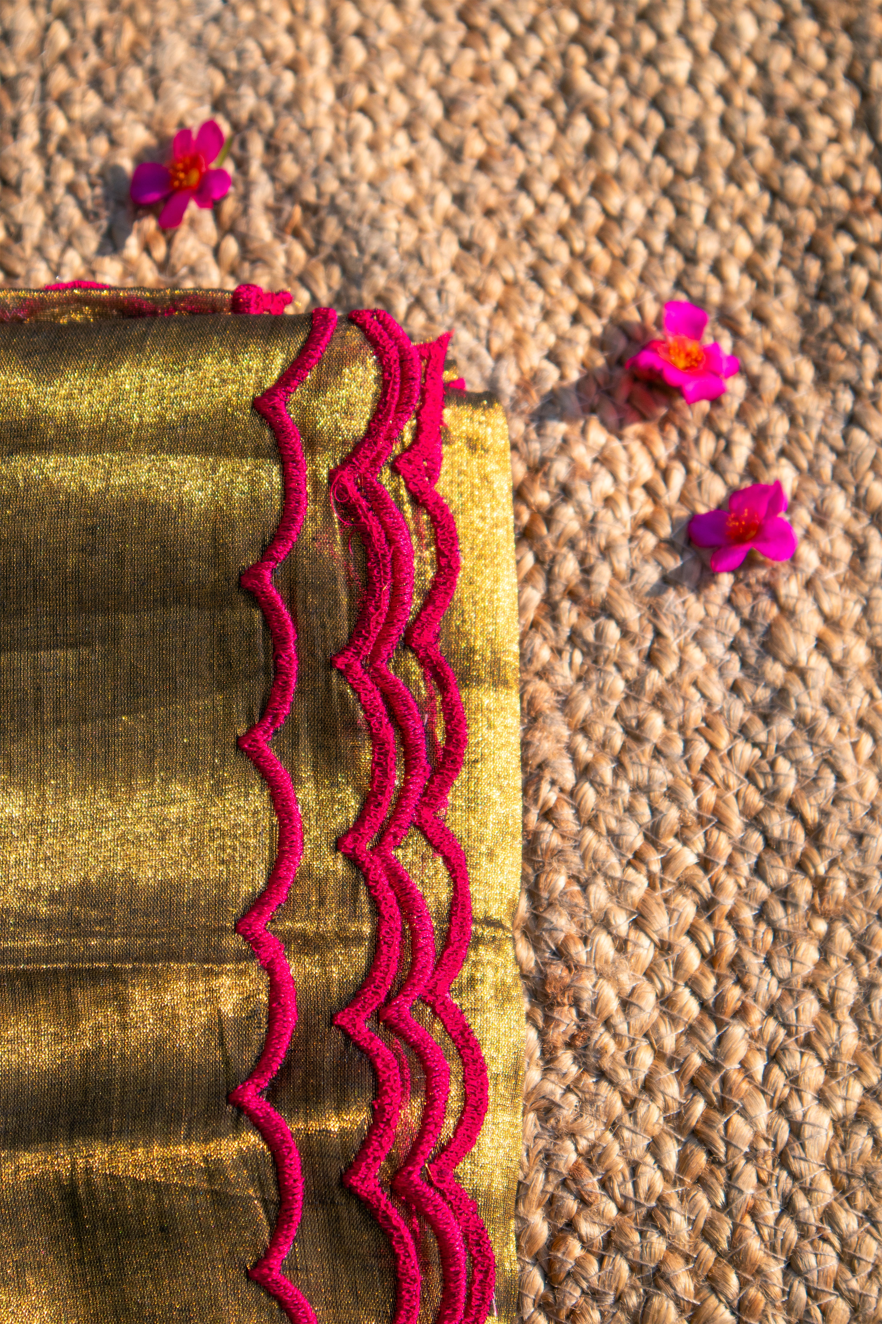 Swarnaya I Golden Handloom Tissue Kurta Pant Set with Dupatta