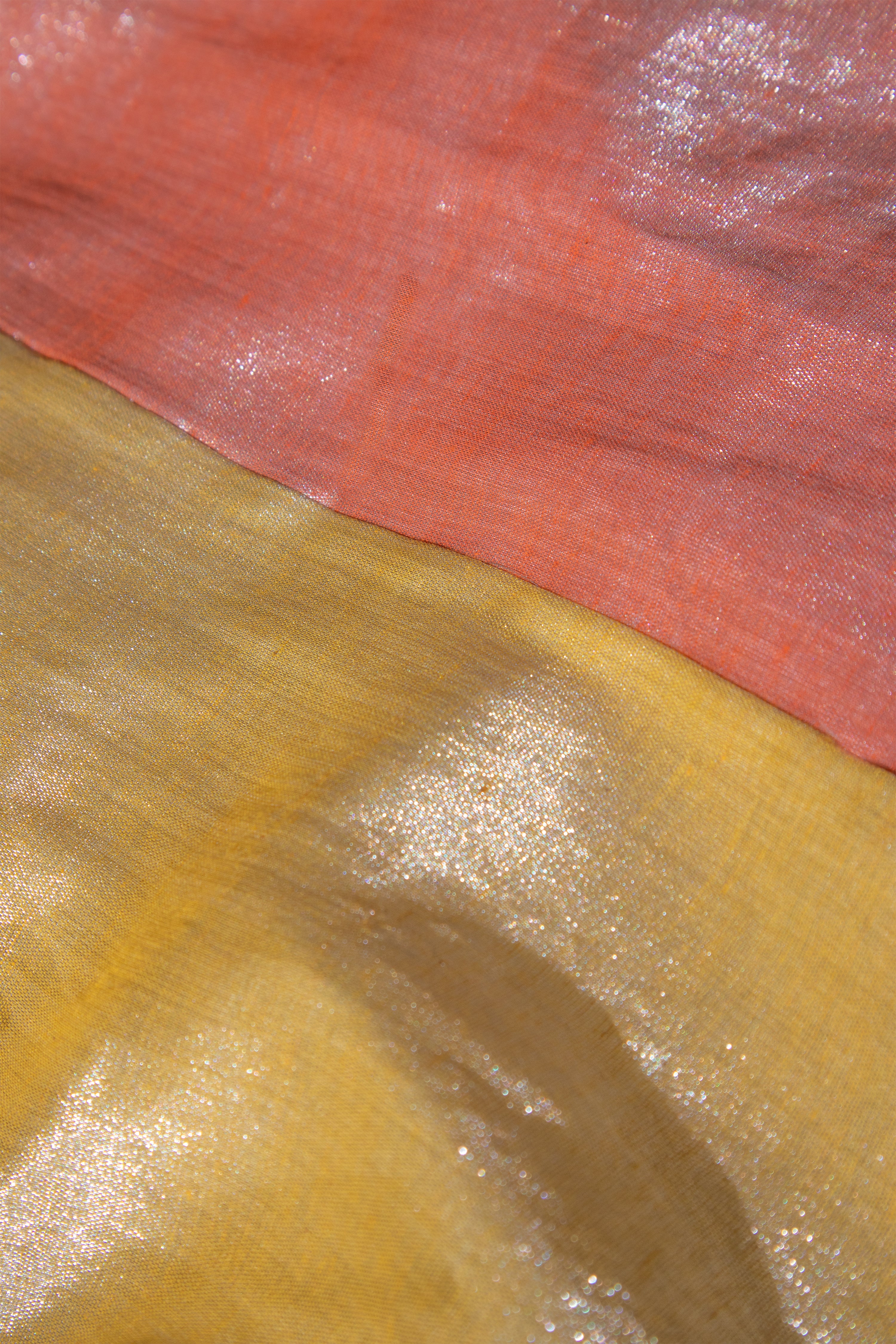 Amaraya I Neon orange and  neon yellow double colour Handloom Tissue Kurta pant set with Dupatta