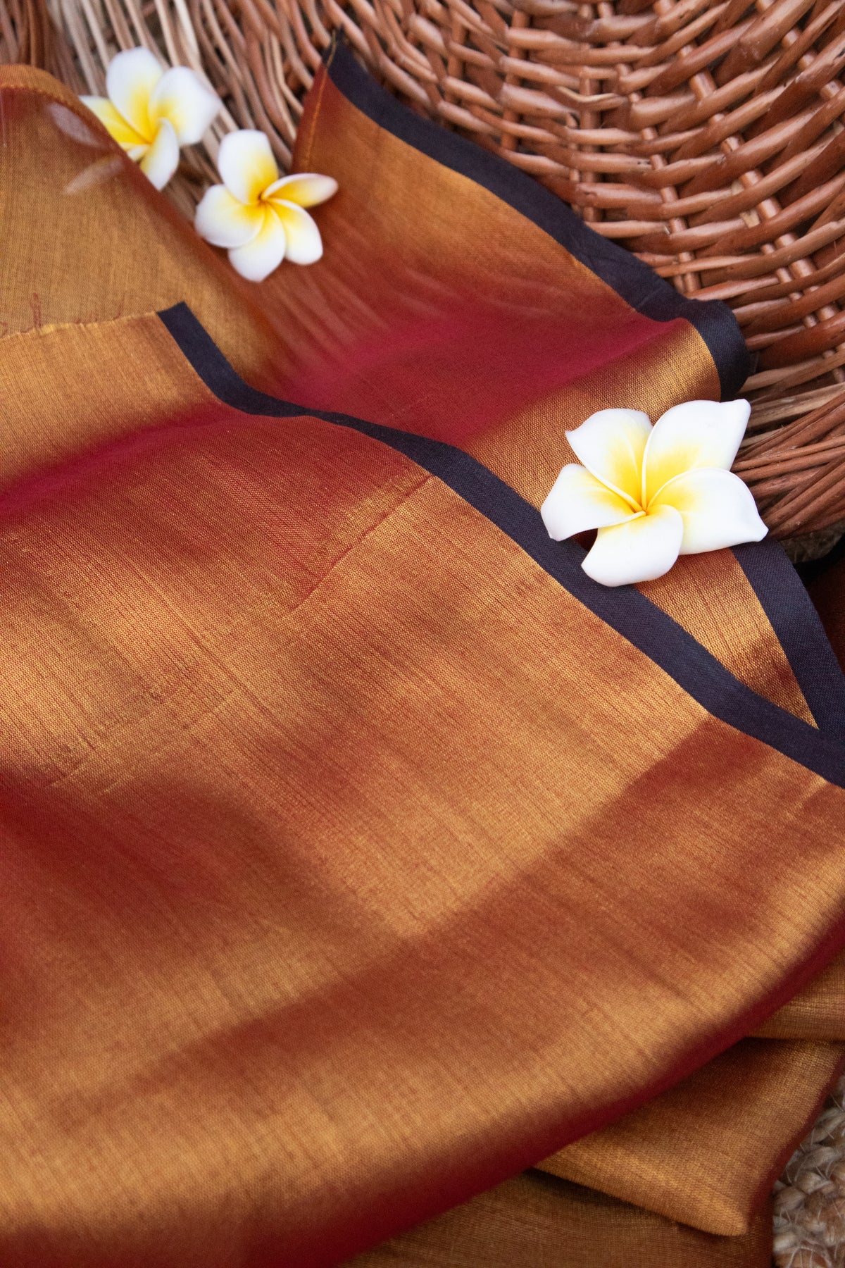 Rust Gold Color Yarn Ardhpataka Rust Gold Handwoven Fabric